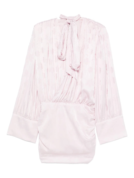 LS bow ruched mini dress