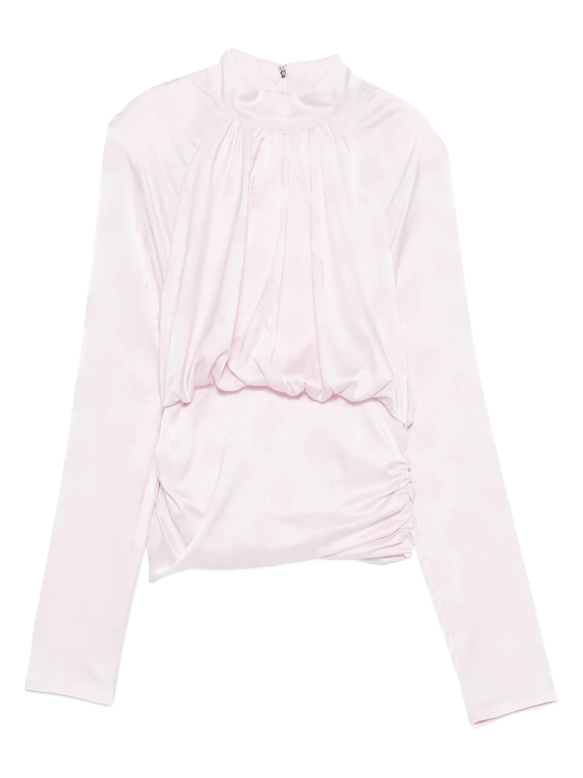 floral-jacquard long-sleeve blouse