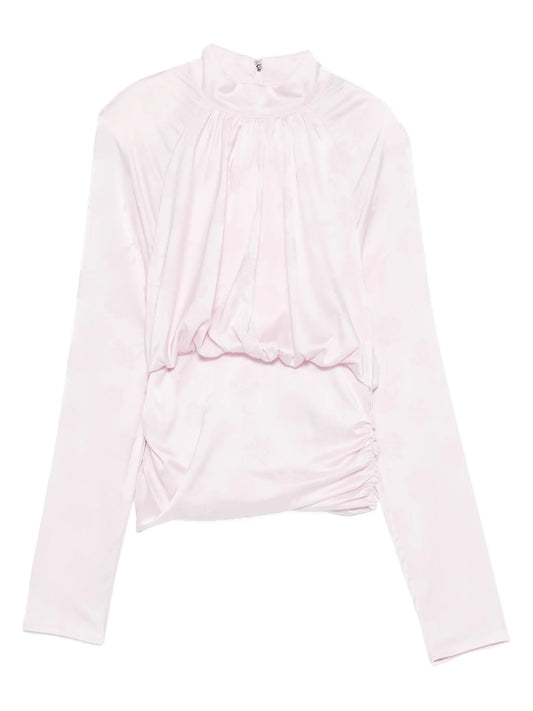 floral-jacquard long-sleeve blouse