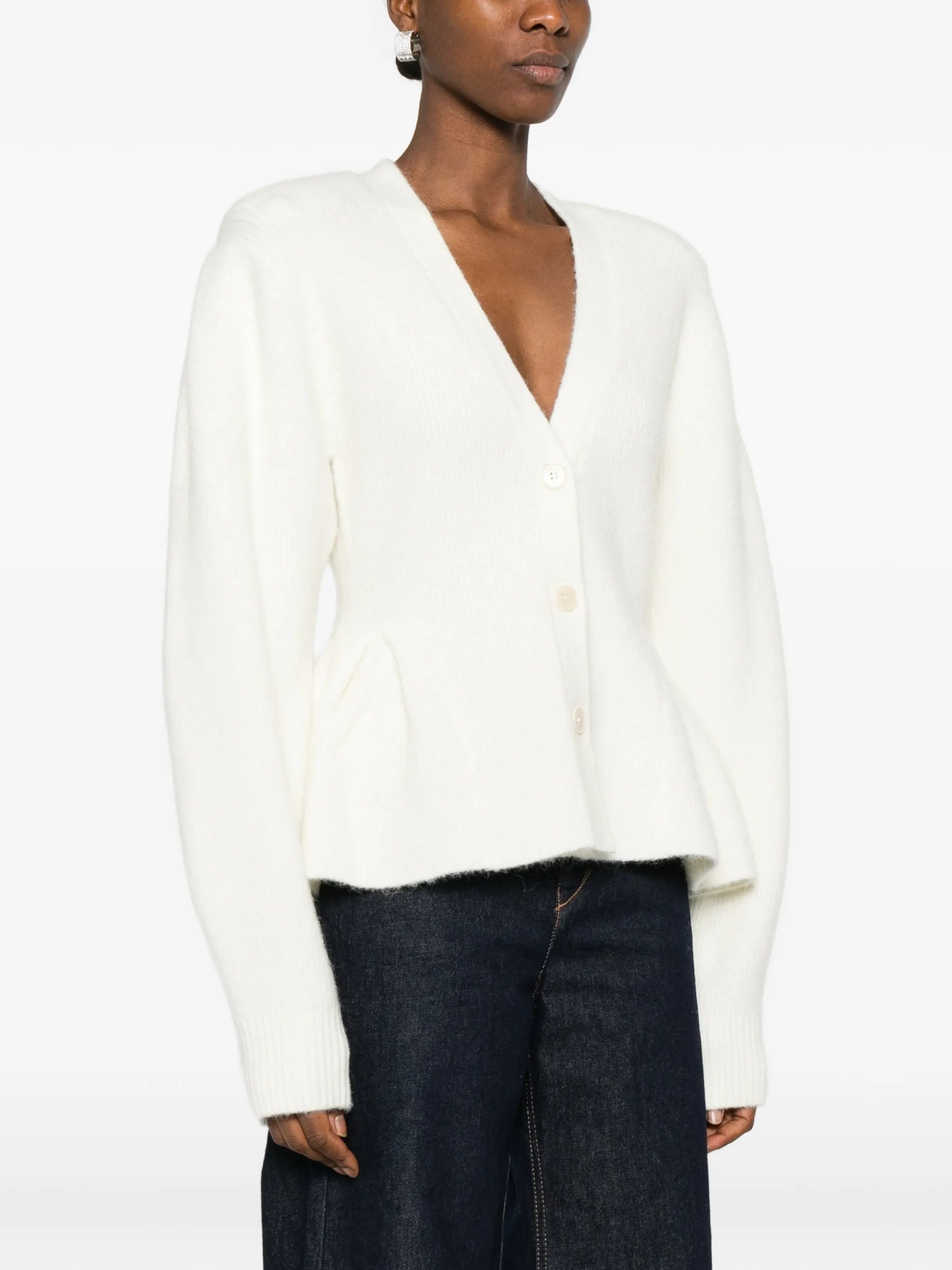 peplum V-neck cardigan