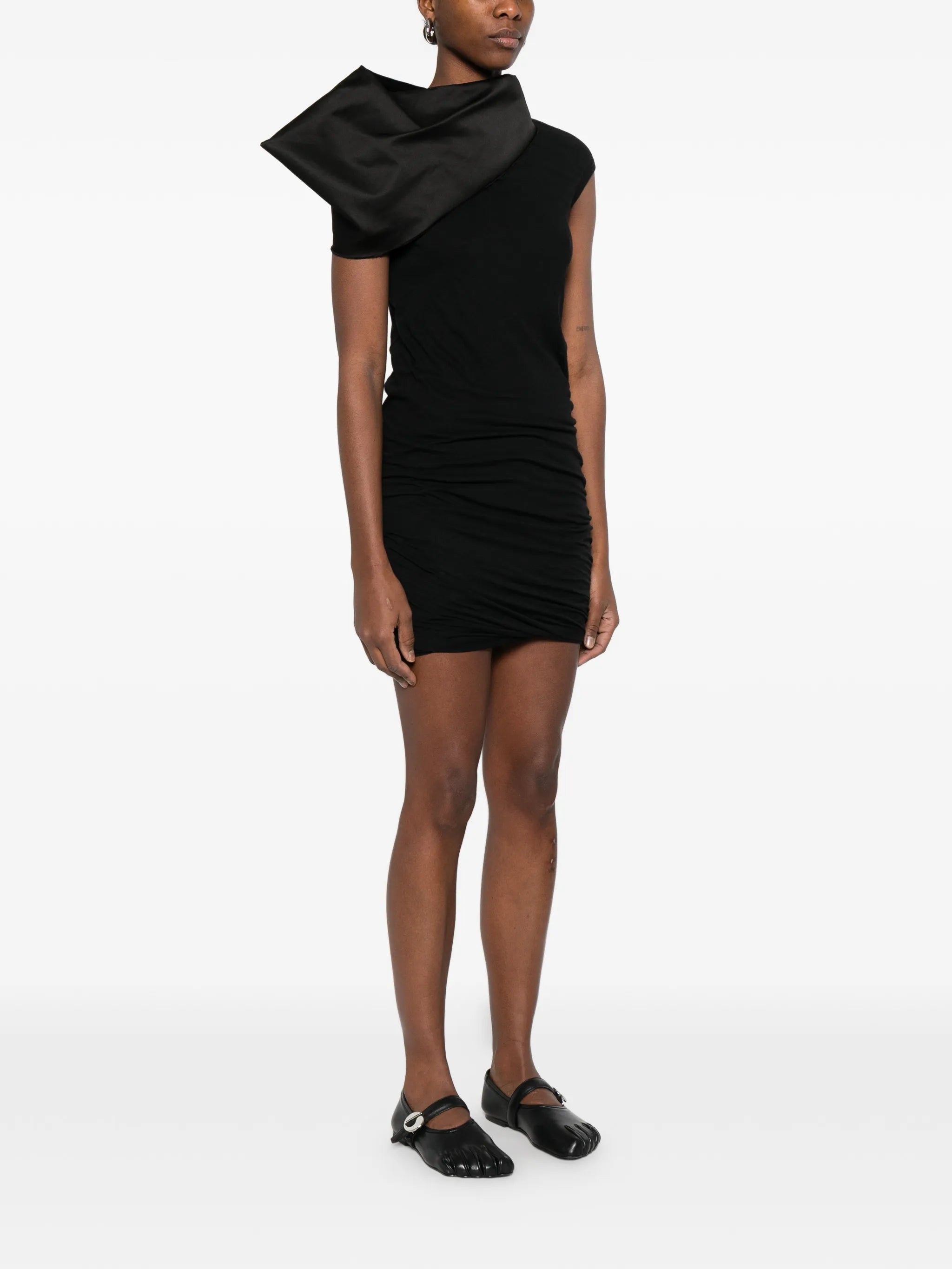 drape-neck mini dress