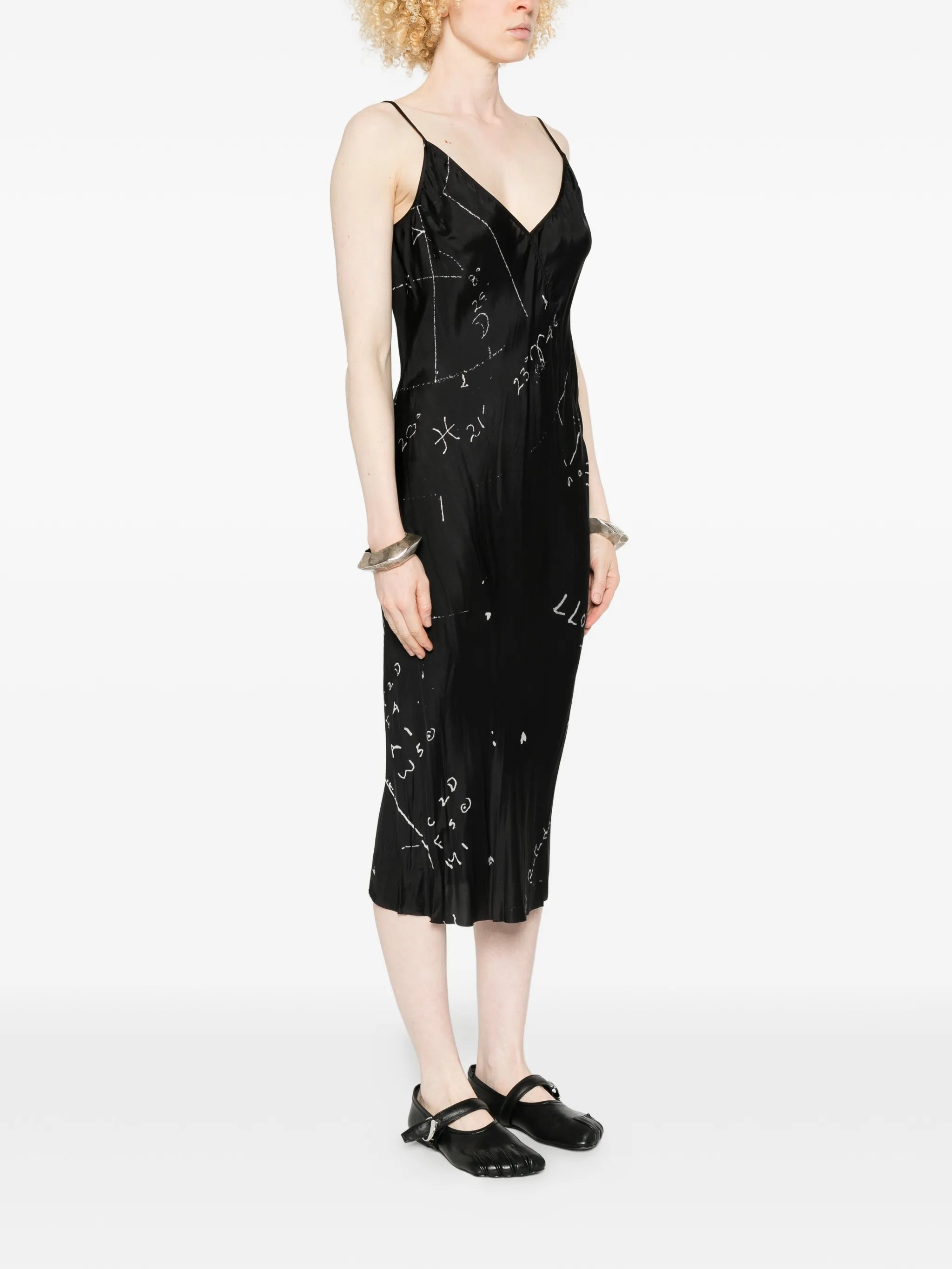 printed slip midi dress