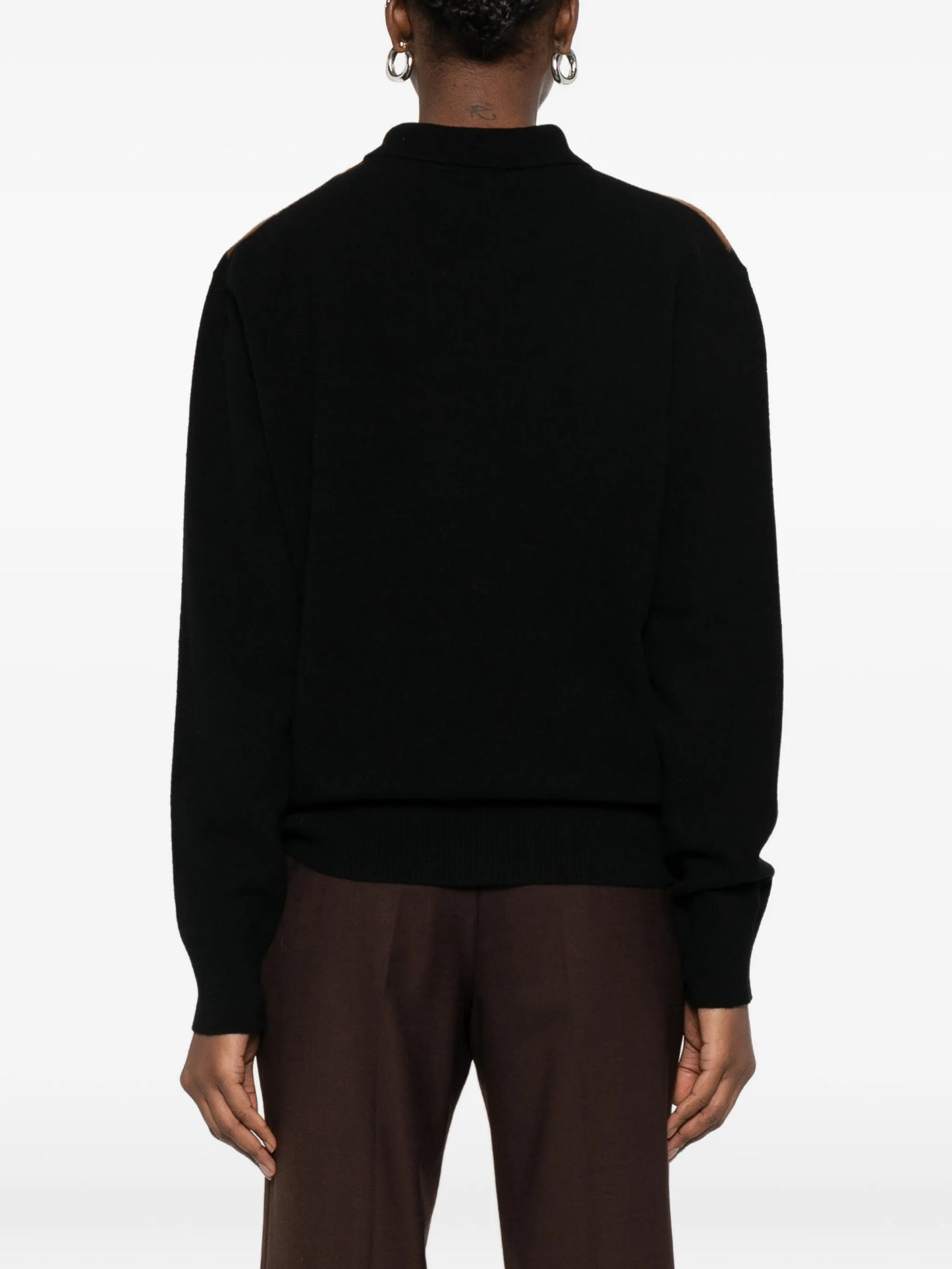 argyle-knit polo top