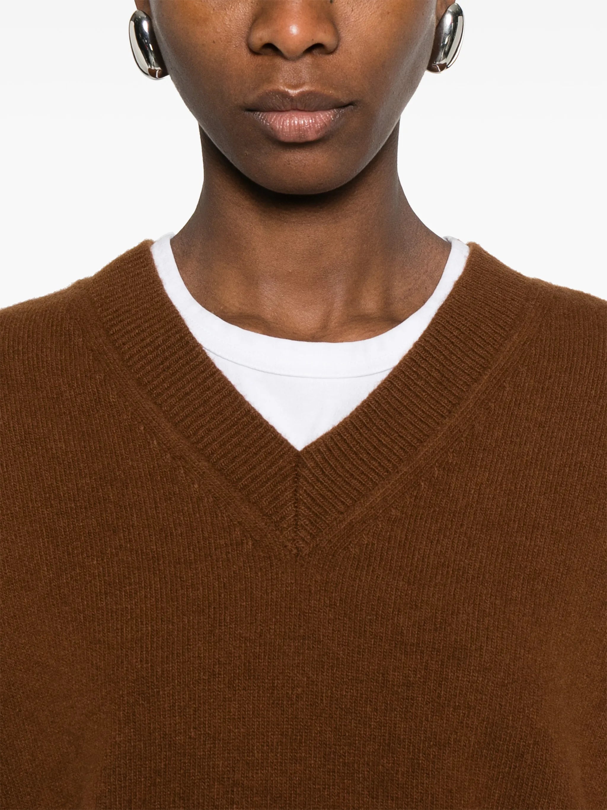V-neck knitted sweater