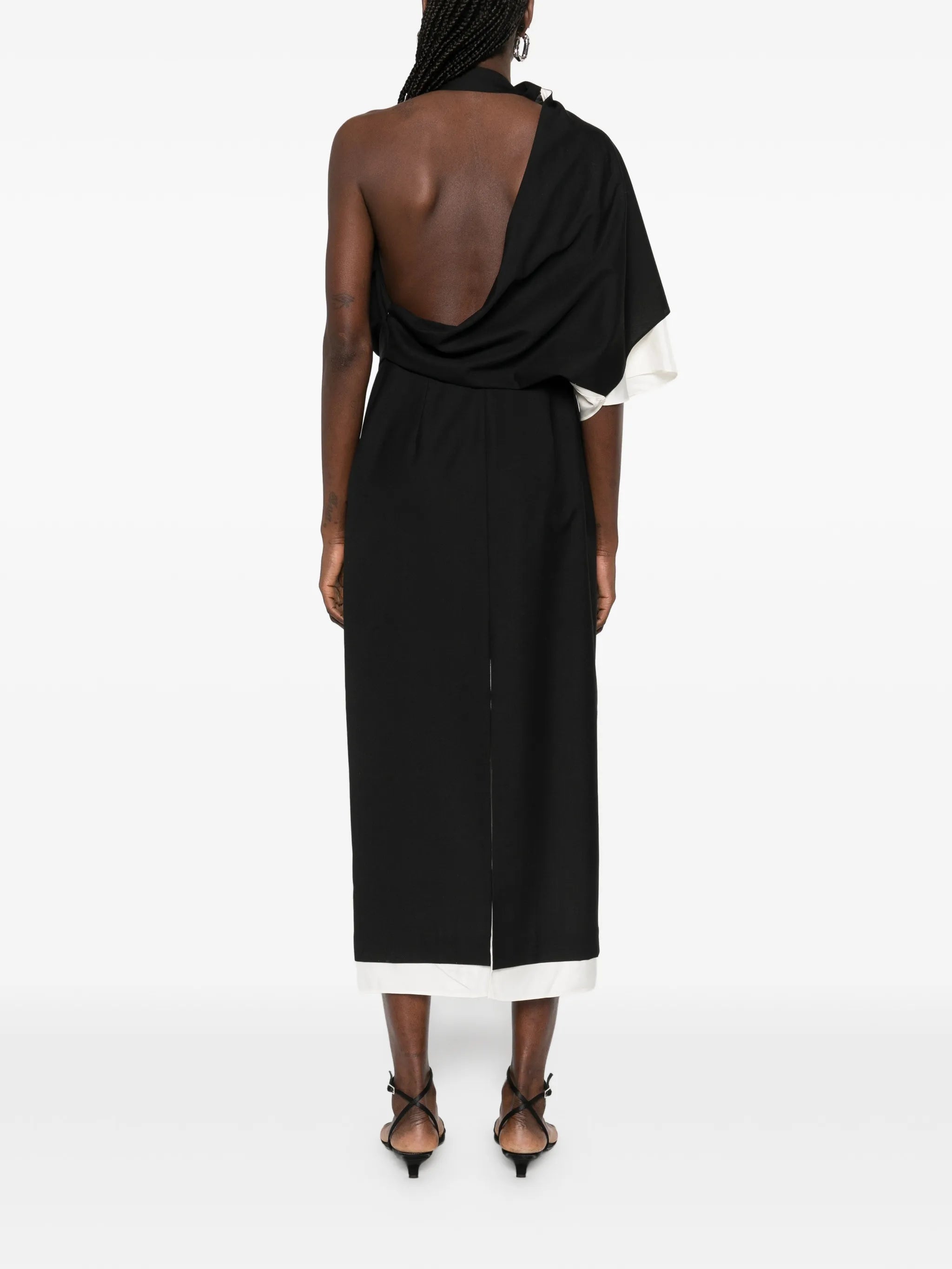 draped one-shoulder maxi dress
