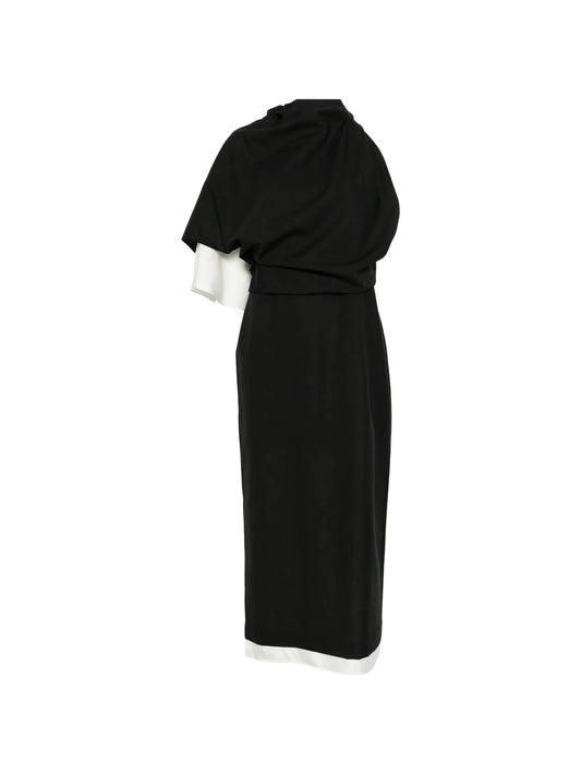 draped one-shoulder maxi dress