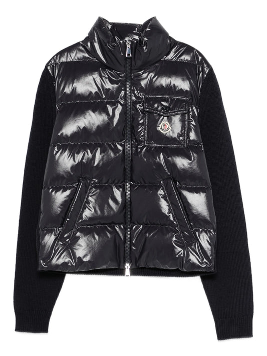 padded knitted-panels jacket