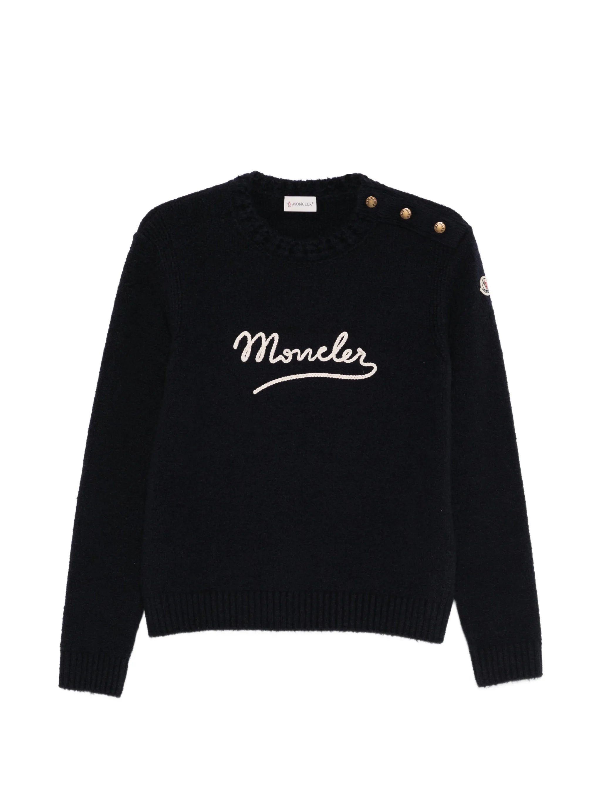 button crew-neck sweater