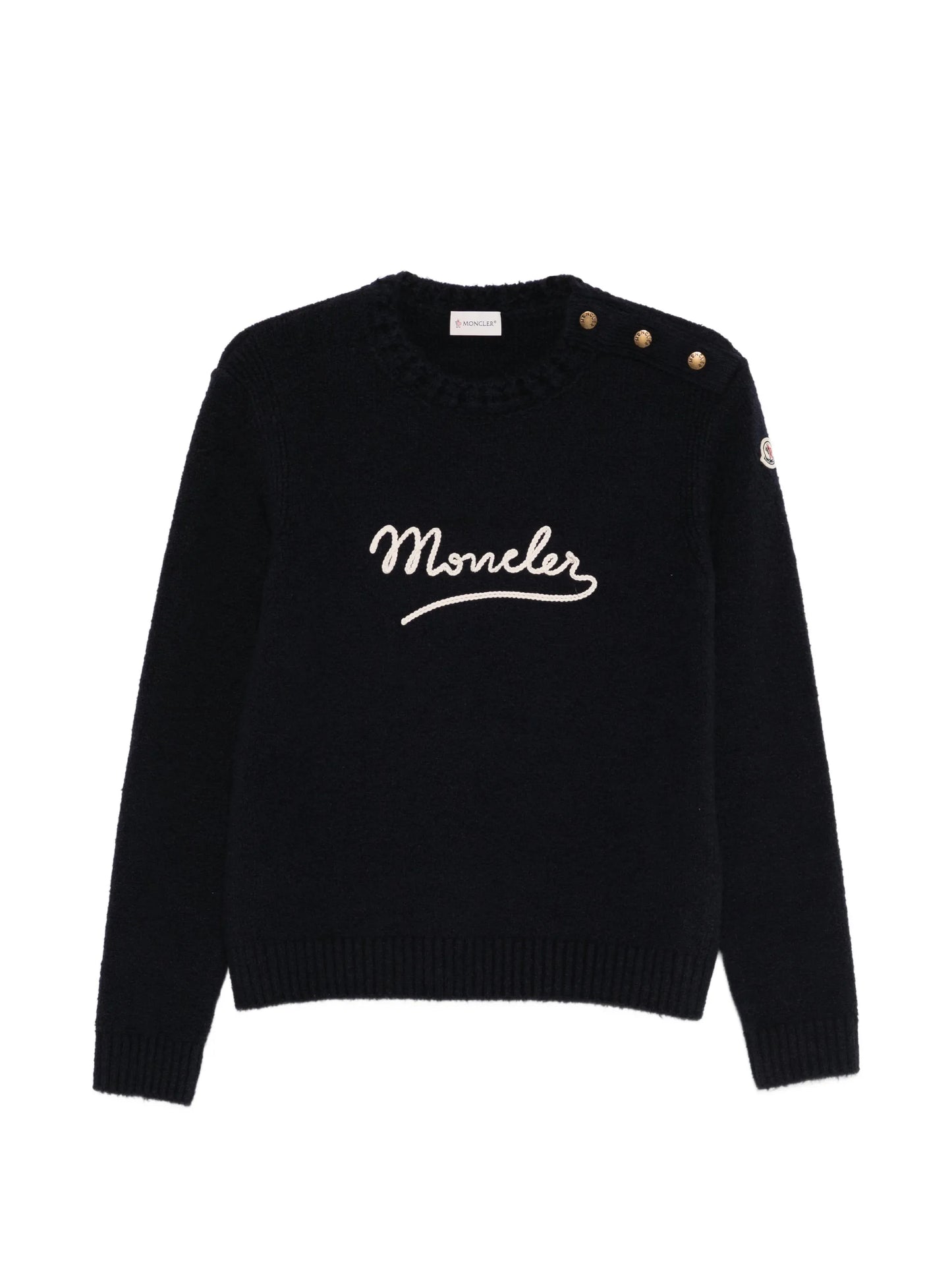 button crew-neck sweater