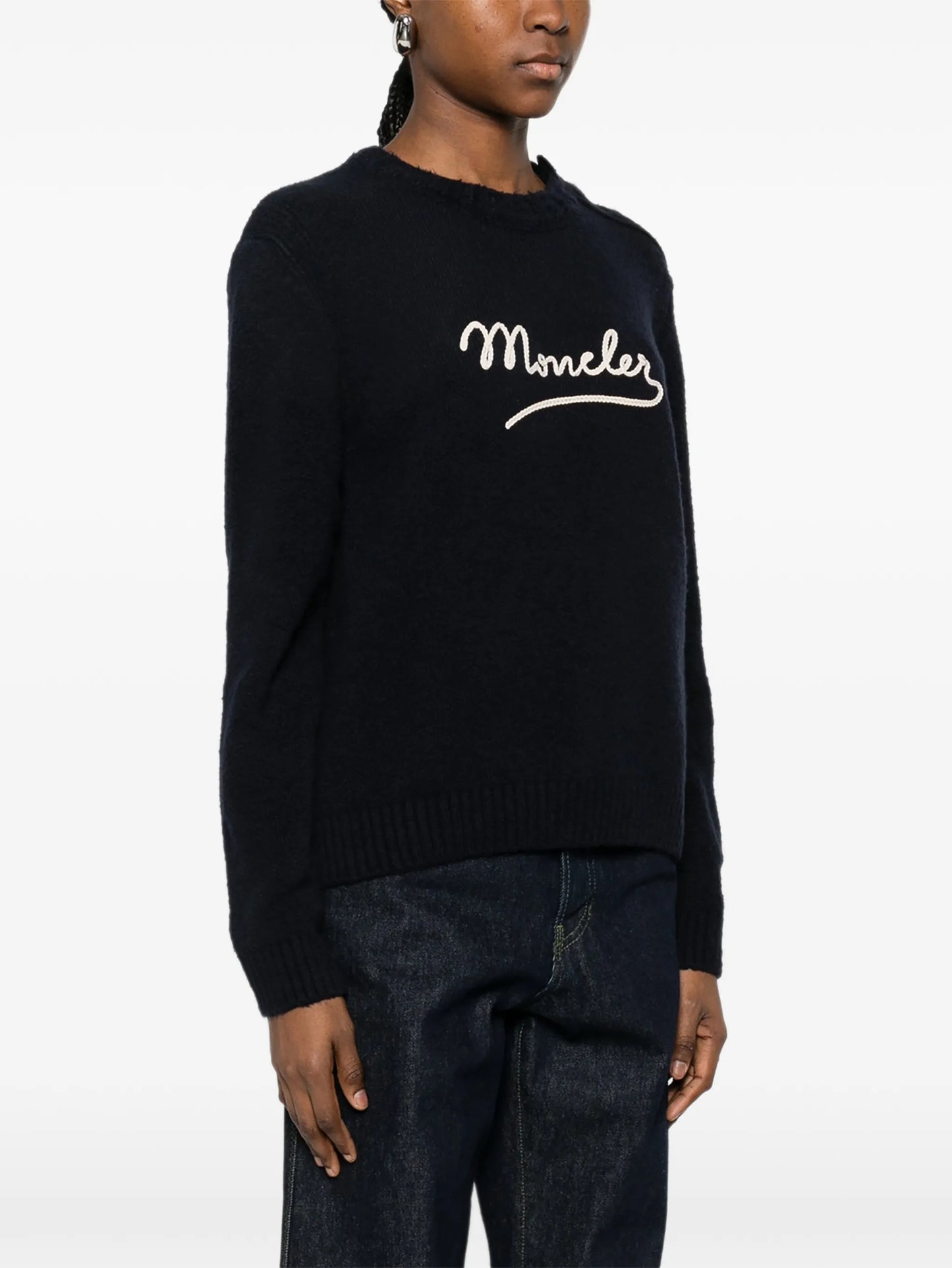 button crew-neck sweater
