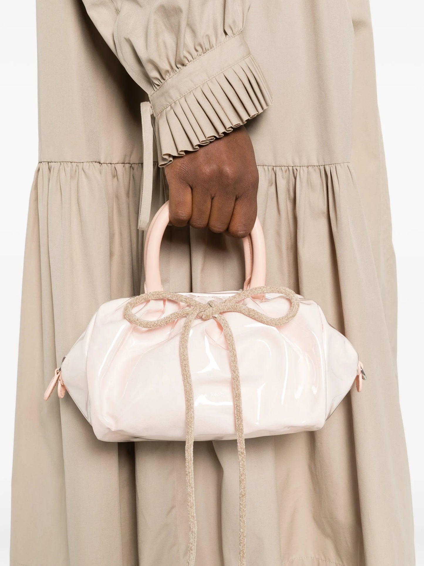 mini gathered bow tote bag