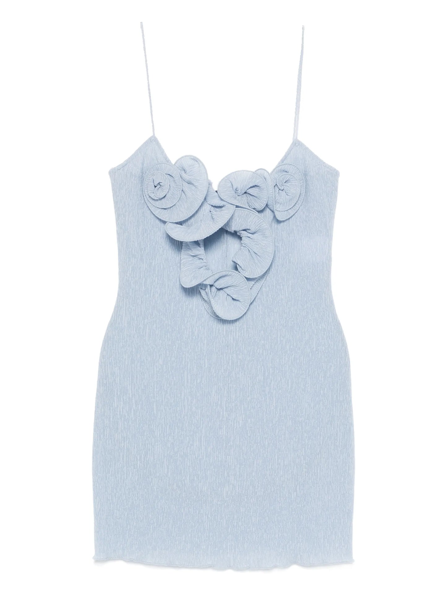 floral-appliqué mini dress