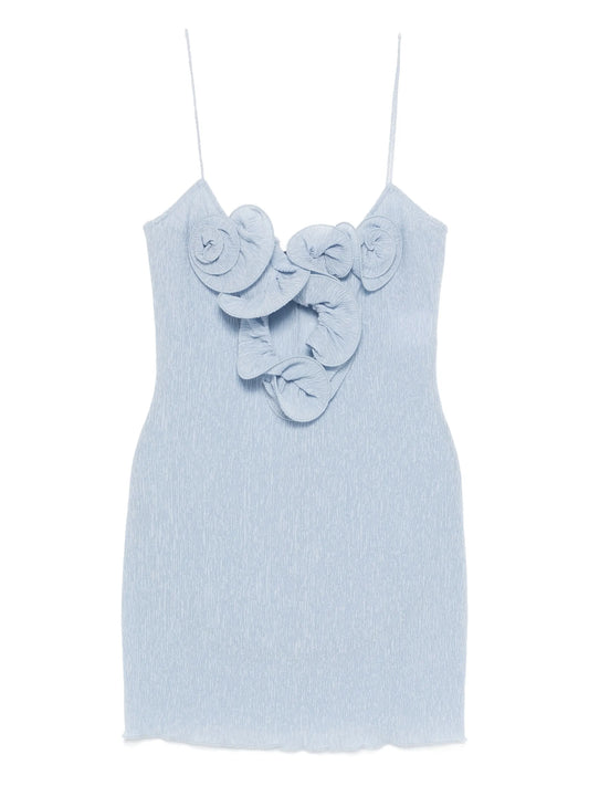 floral-appliqué mini dress