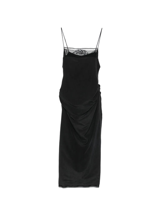 lace-trim midi dress