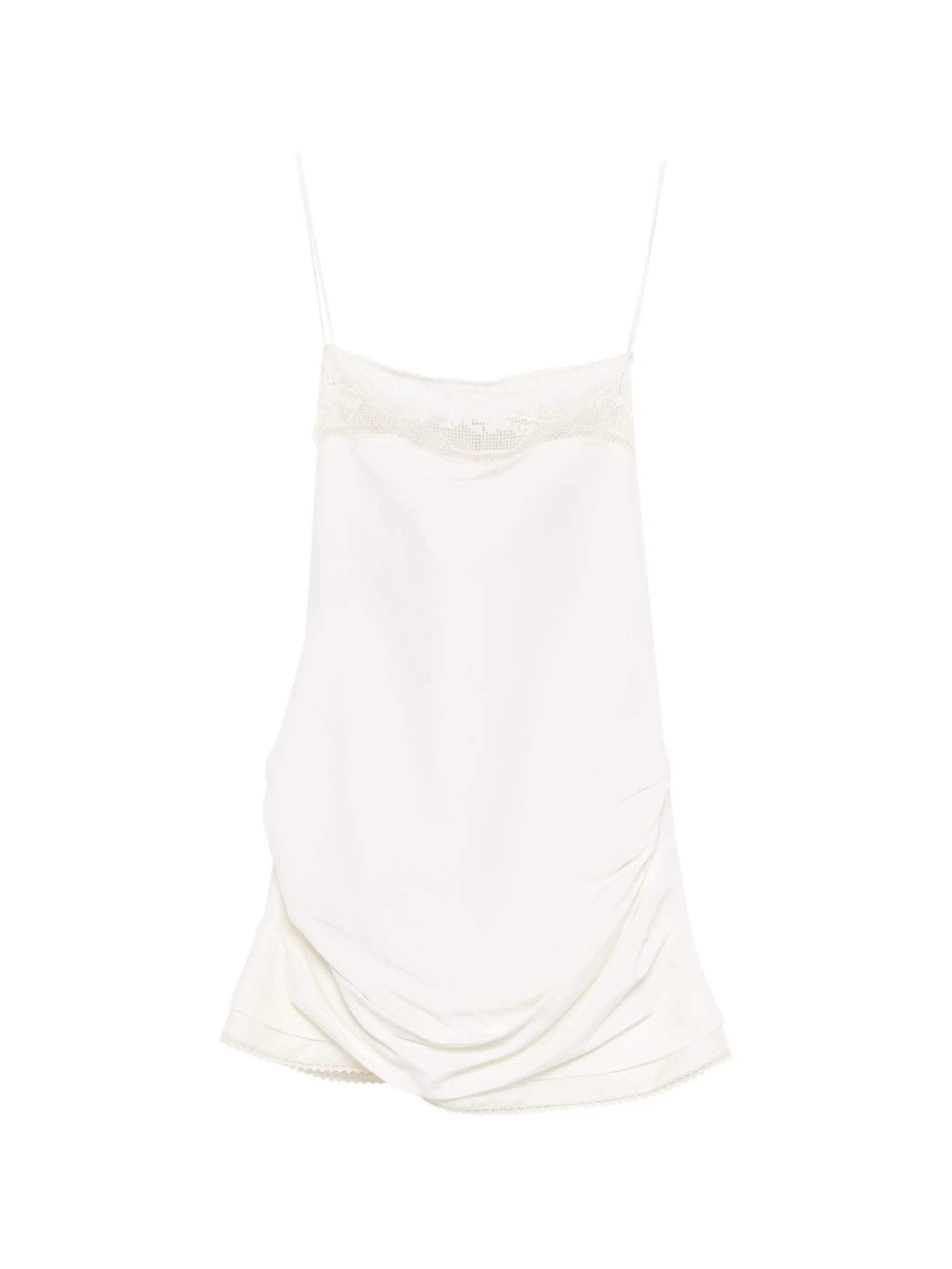 lace-trim gathered mini dress