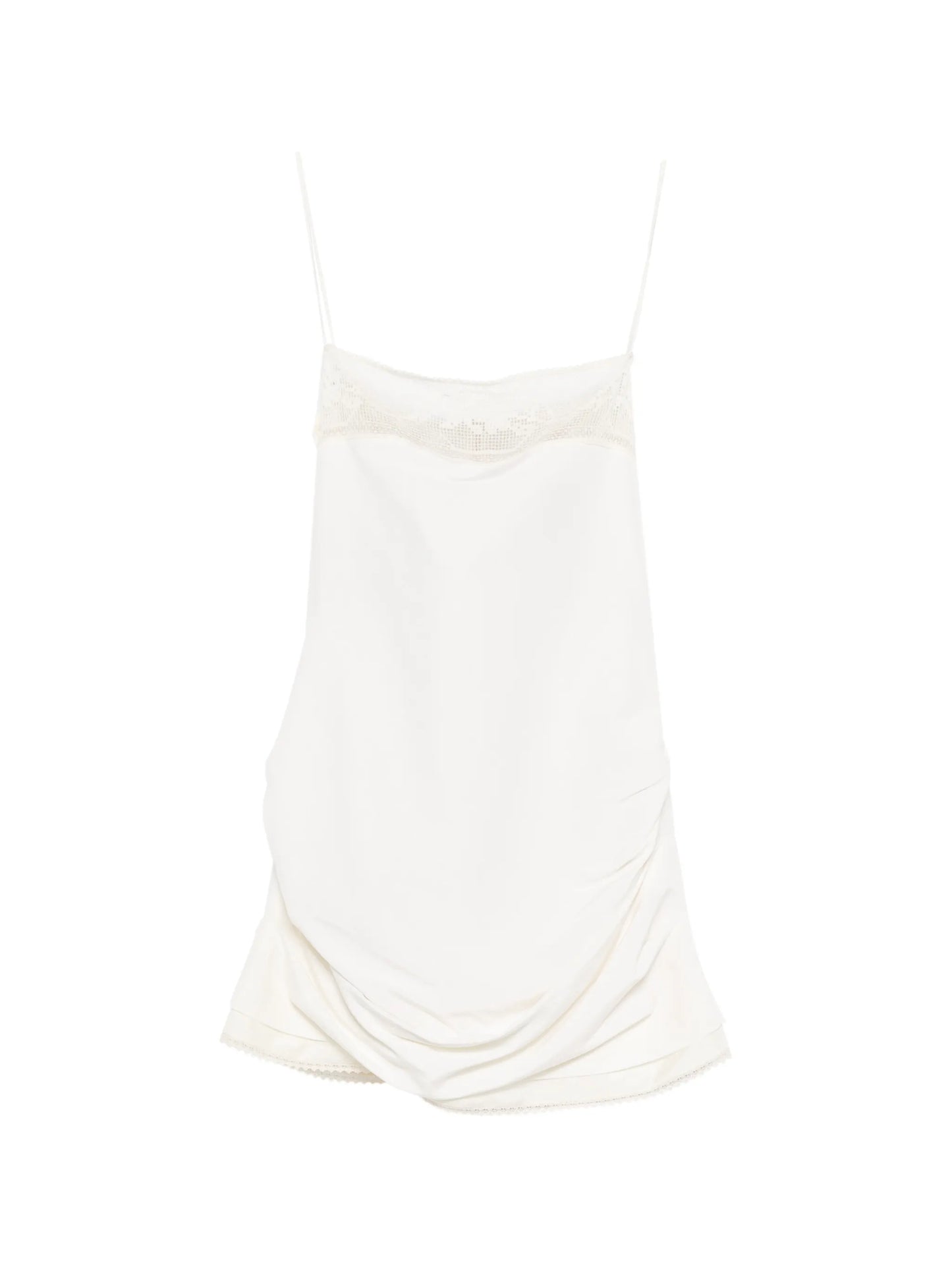 lace-trim gathered mini dress