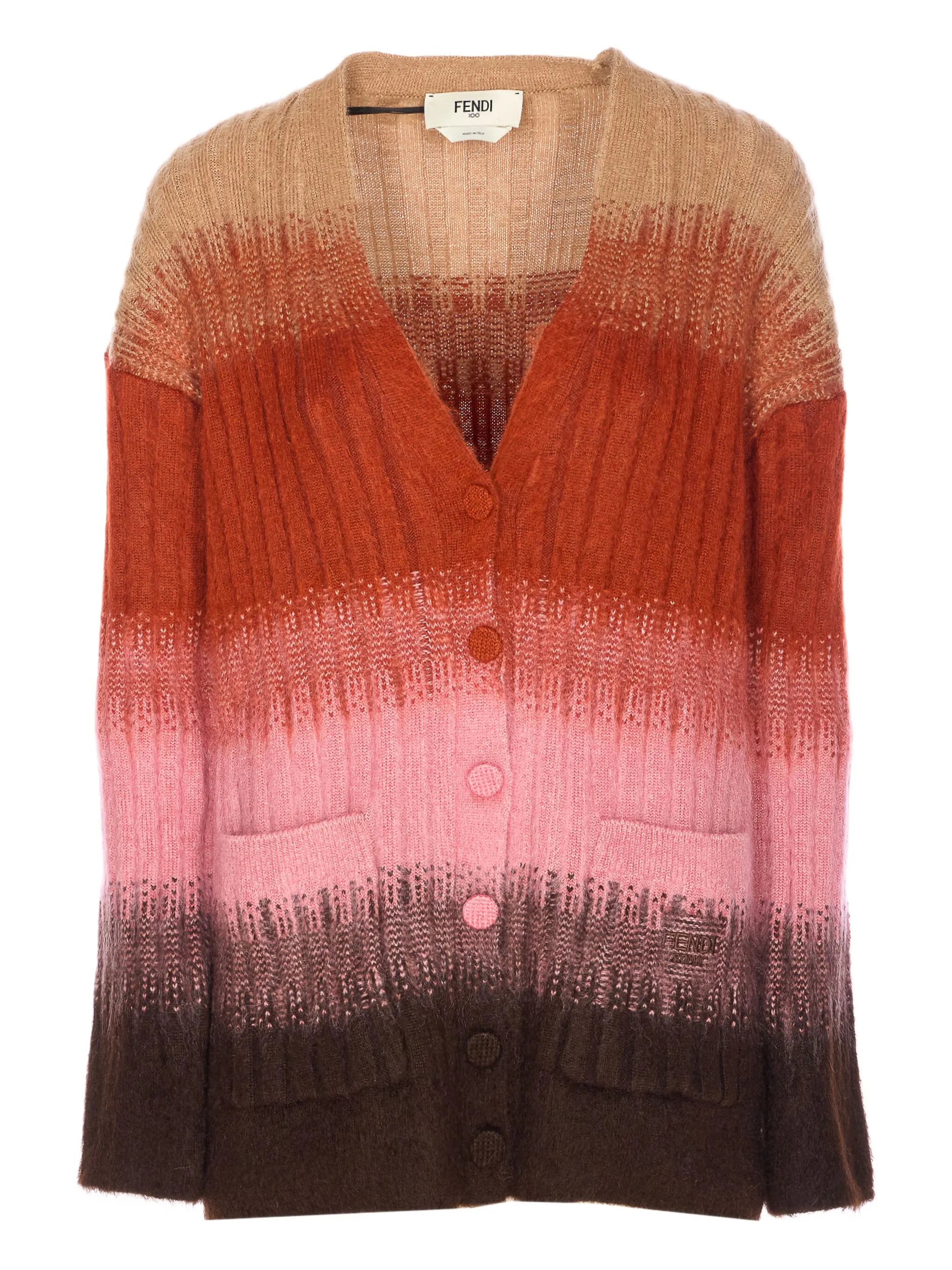 gradient-effect ribbed cardigan