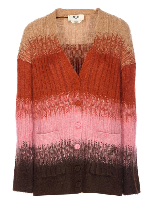gradient-effect ribbed cardigan