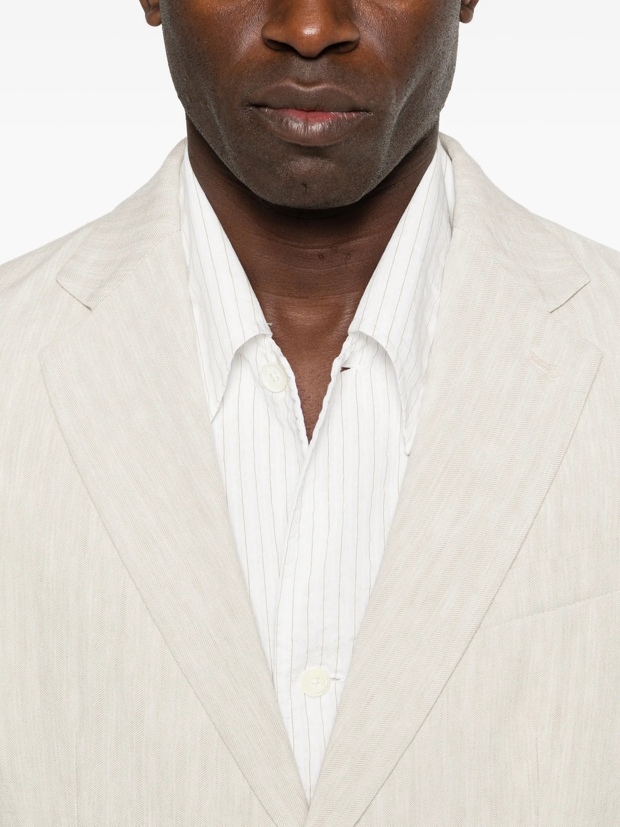 herringbone single-breasted blazer