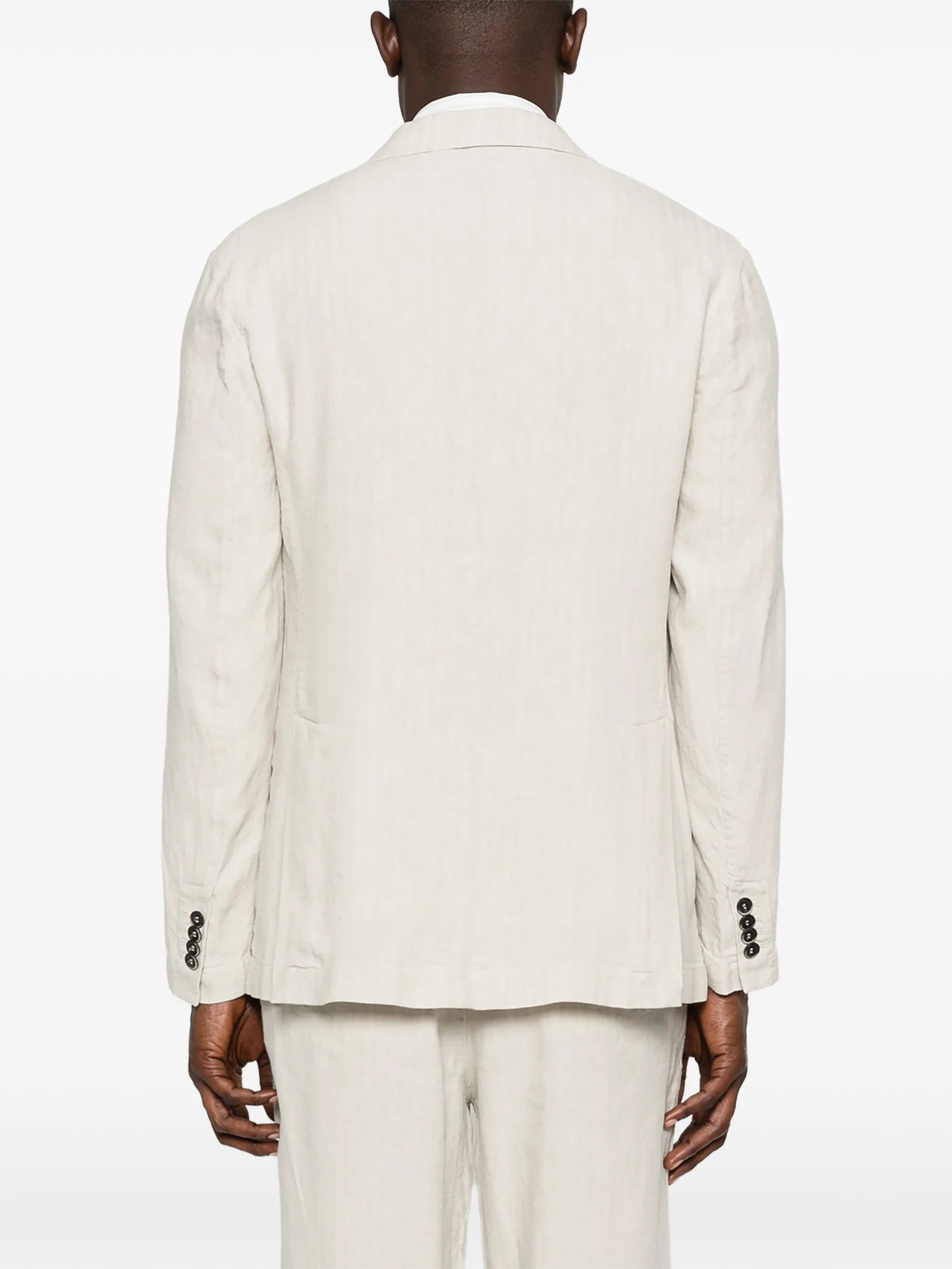 herringbone single-breasted blazer