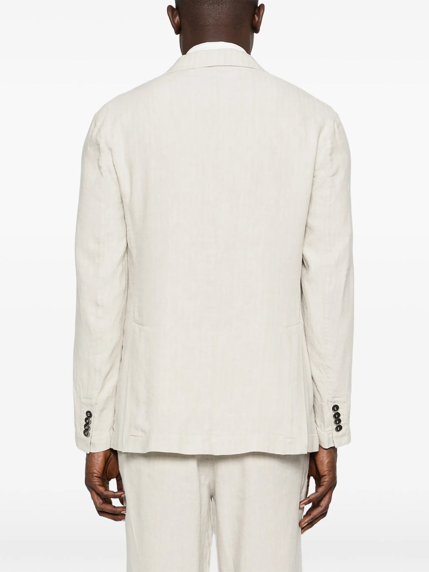 herringbone single-breasted blazer