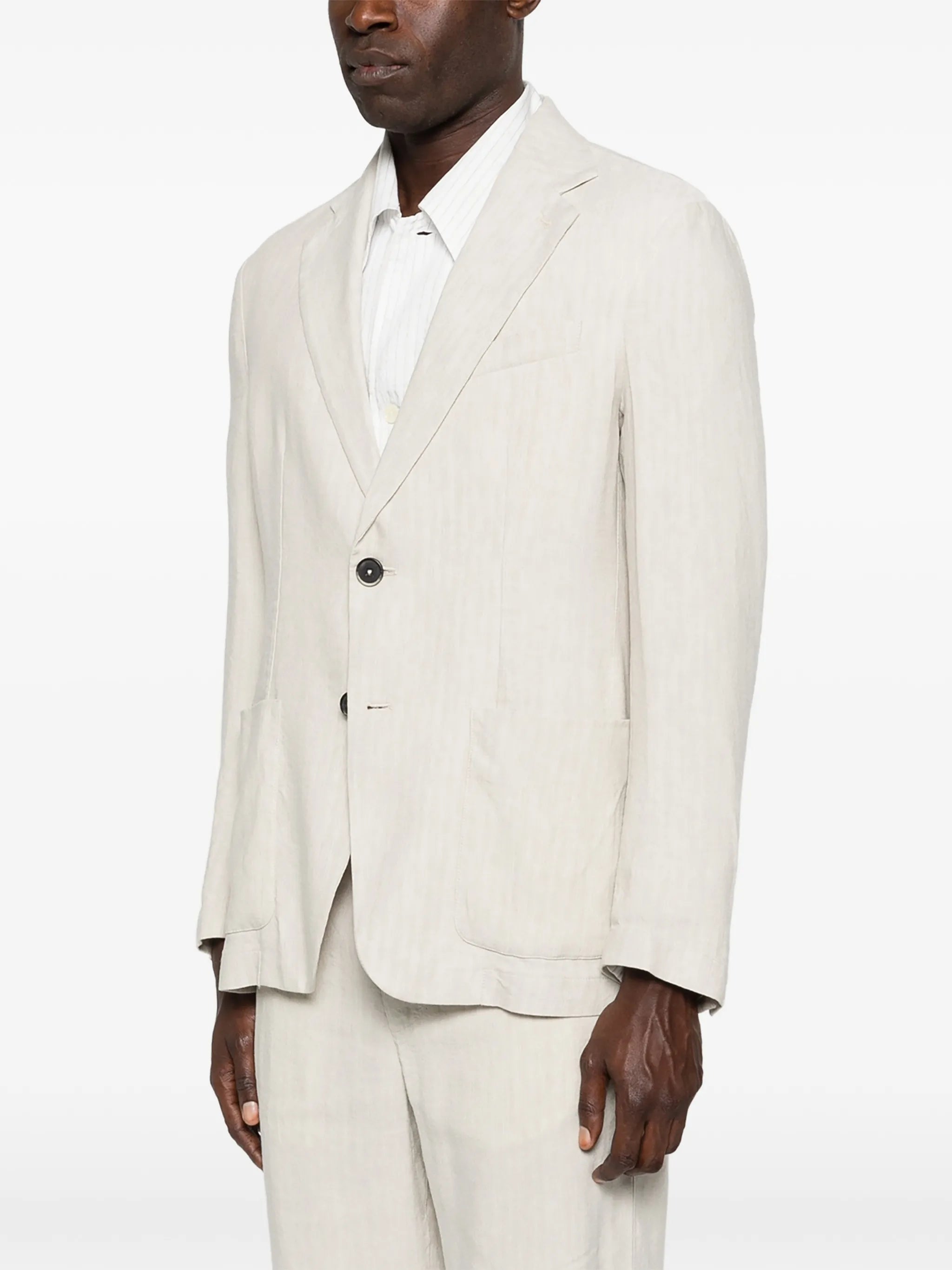 herringbone single-breasted blazer