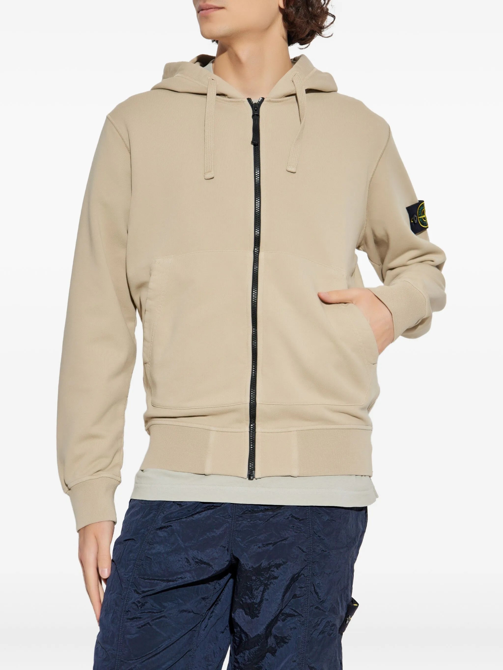 logo-patch zip-up hoodie
