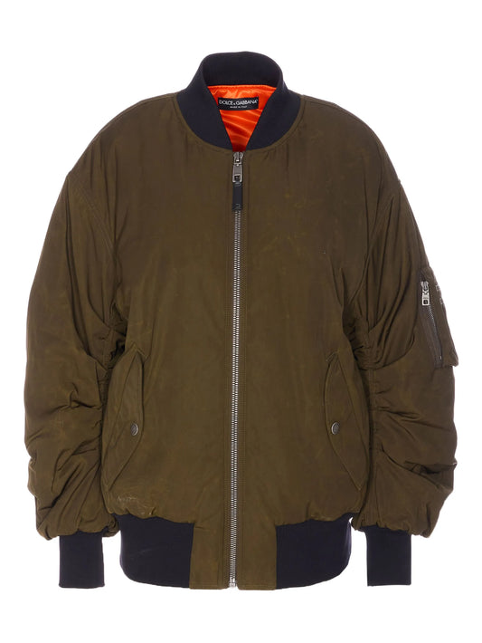 gathered-detail bomber jacket
