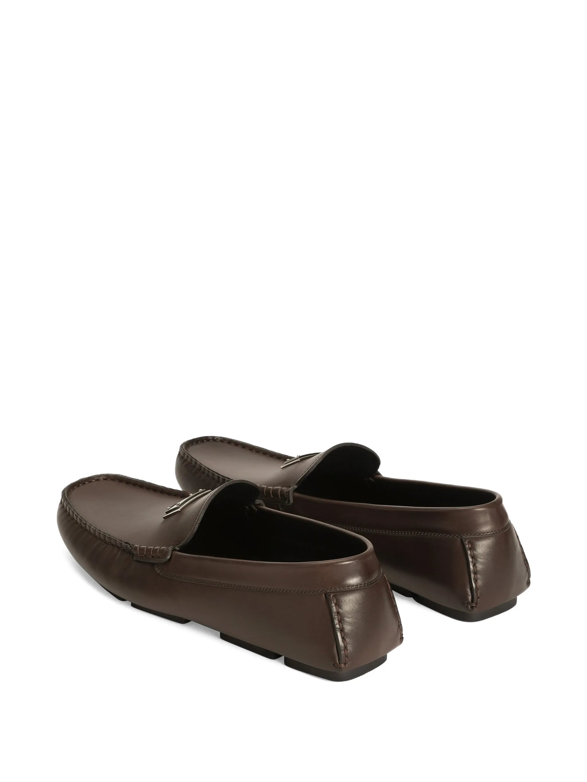 logo-plaque leather loafers