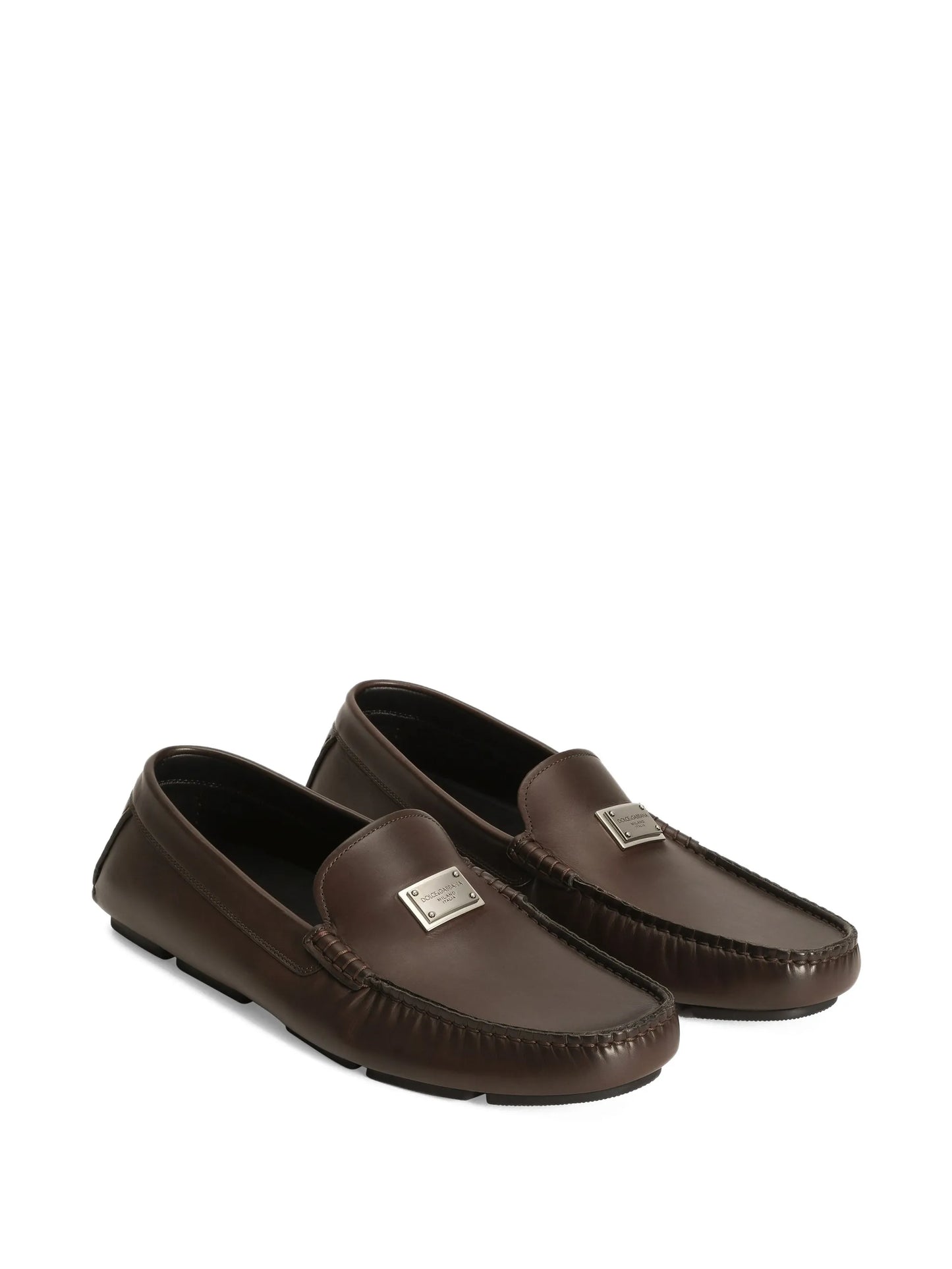 logo-plaque leather loafers