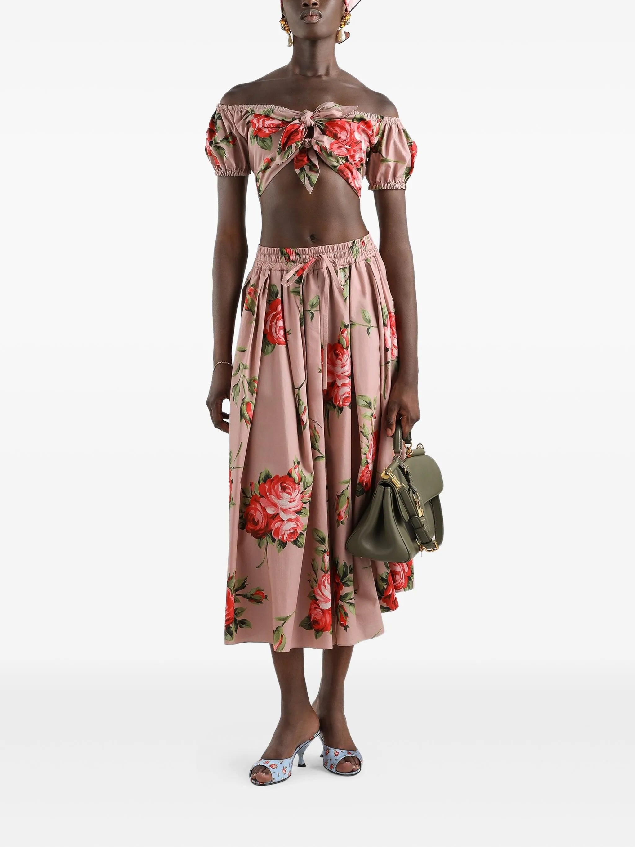 floral print drawstring skirt