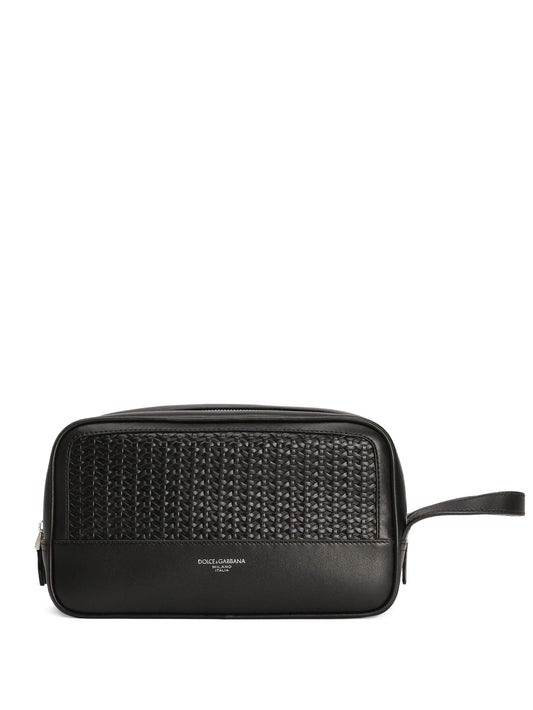woven-panelled wash bag