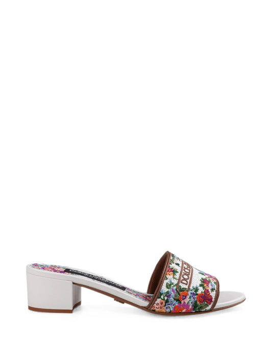 embroided leather mules