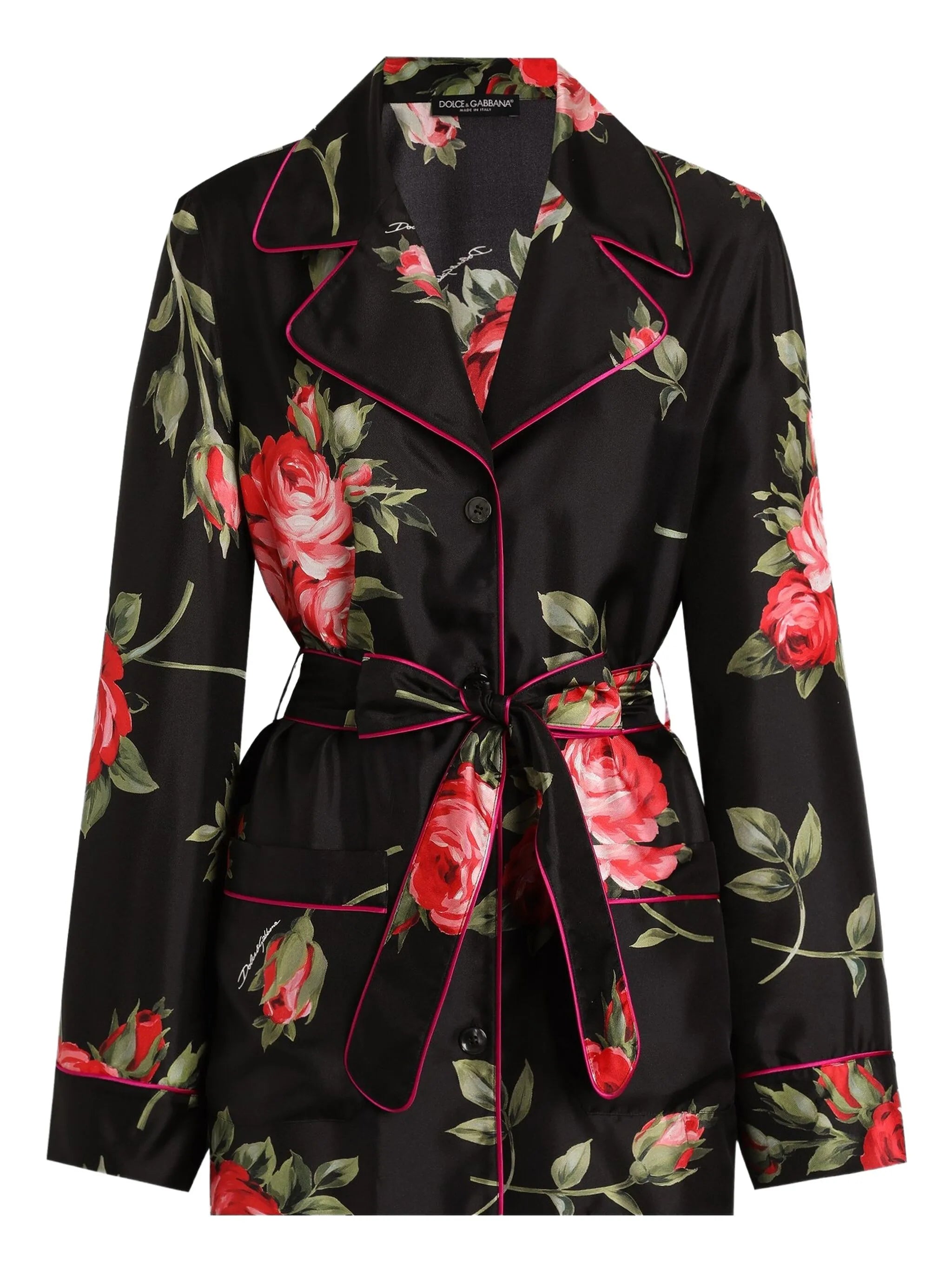 floral-print belted blouse