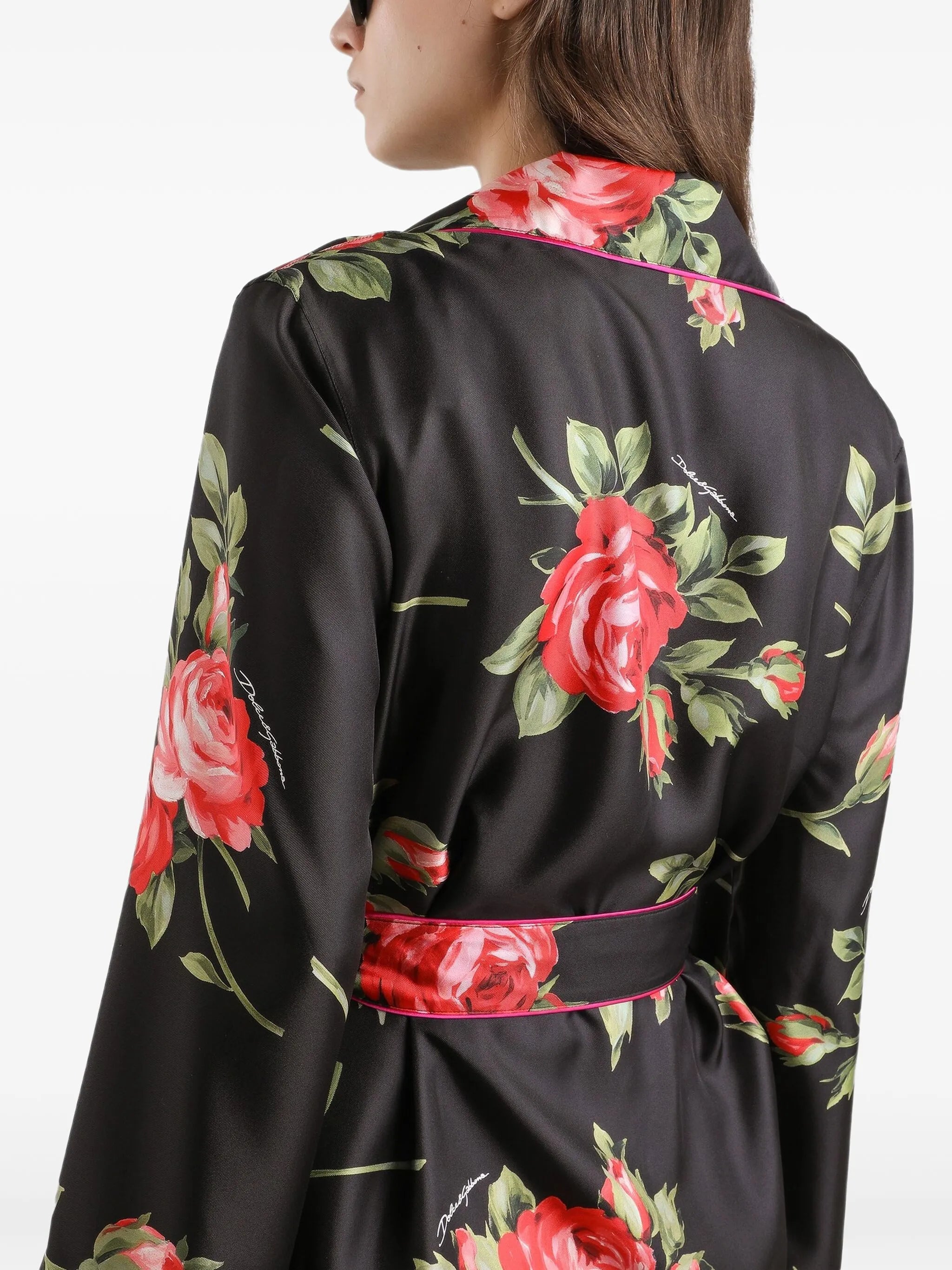 floral-print belted blouse