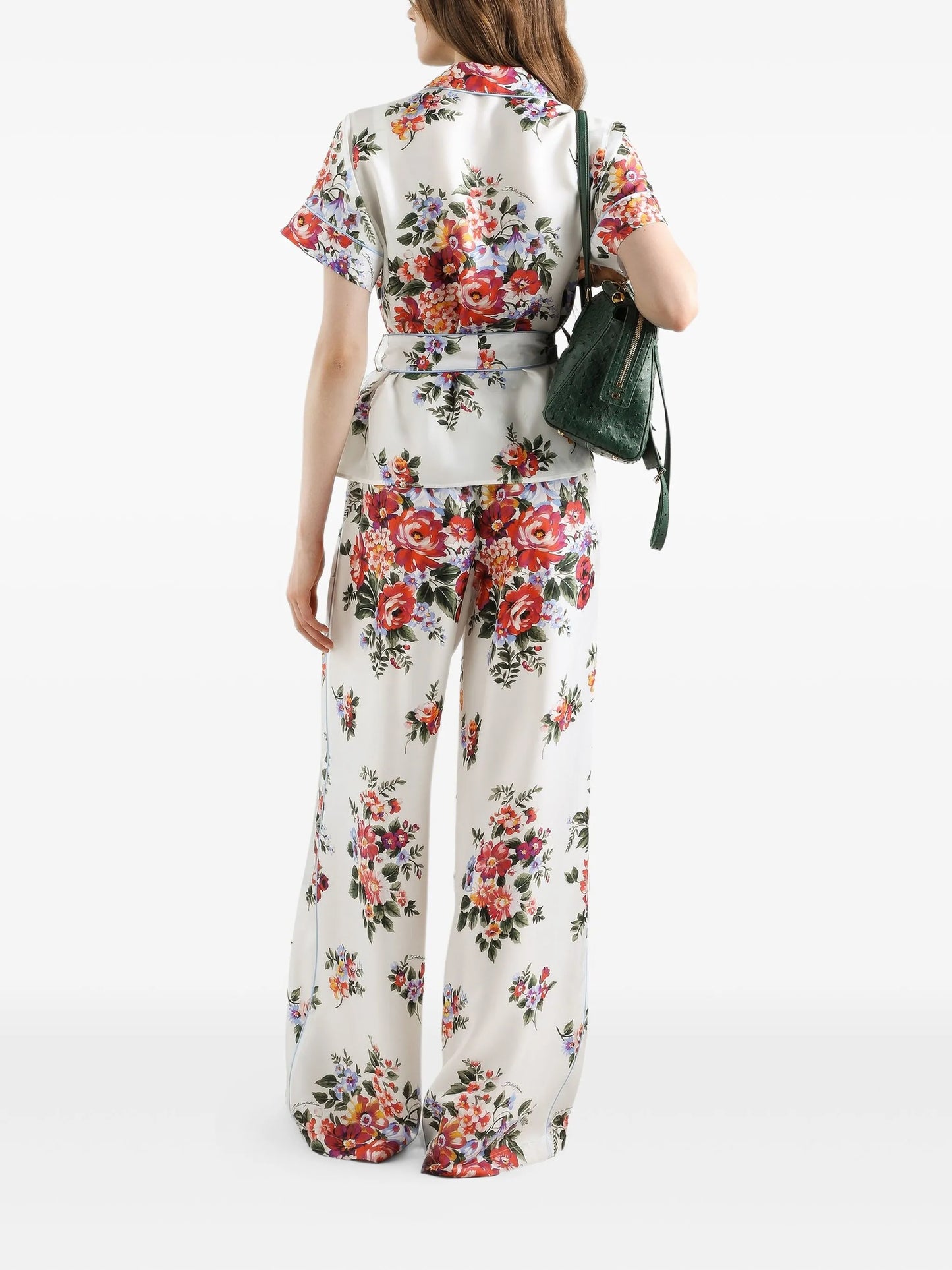 floral-print silk shirt