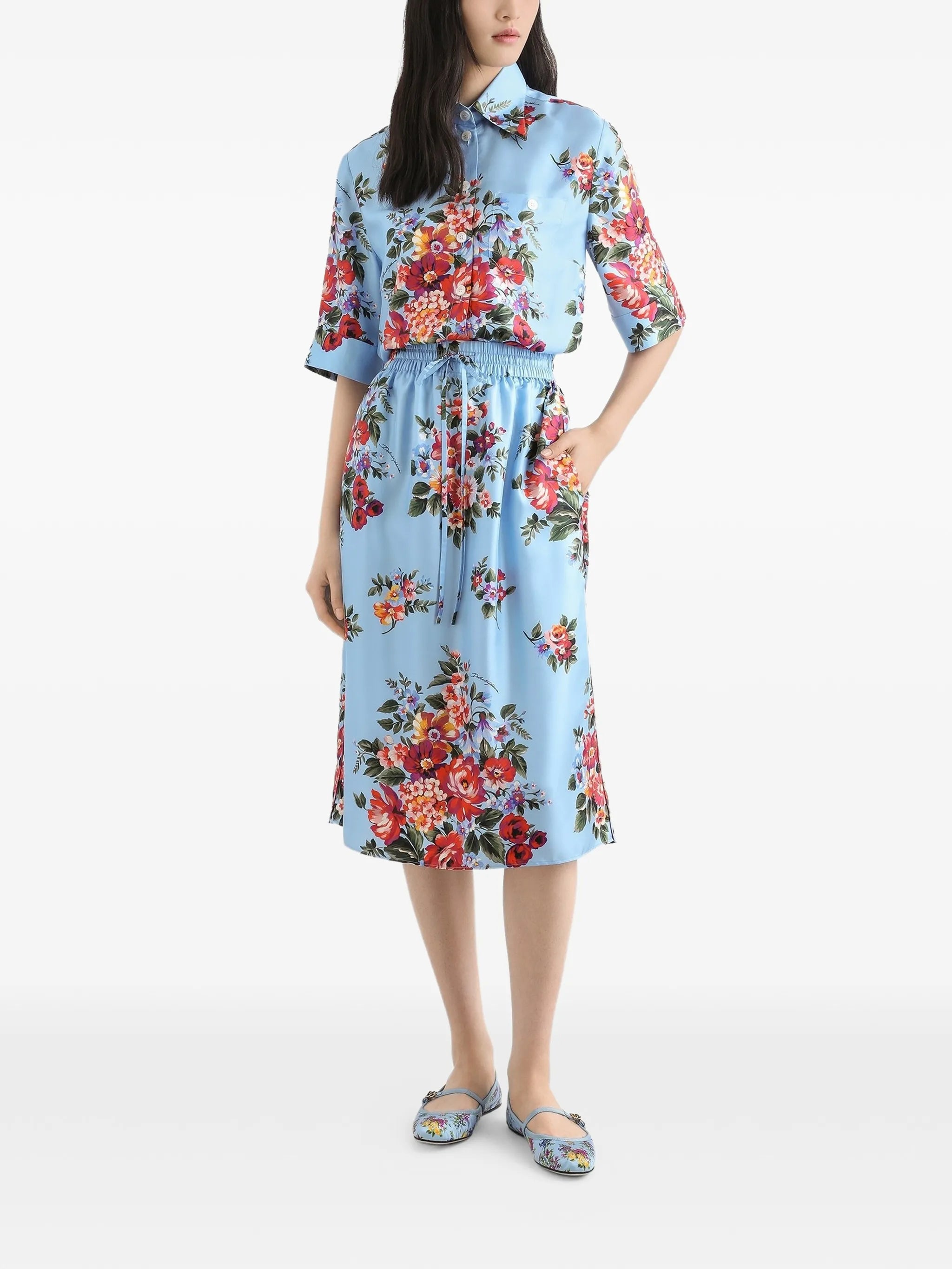 floral-print shirt
