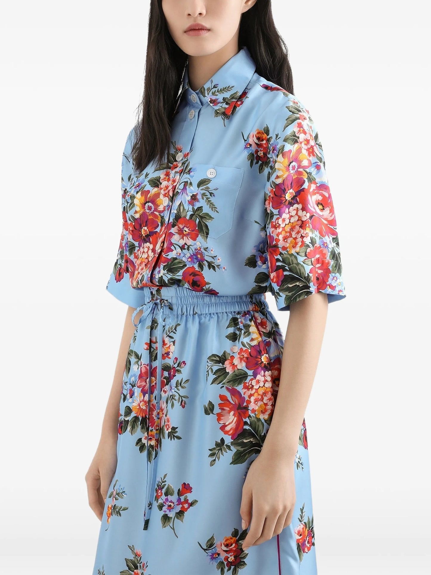 floral-print shirt