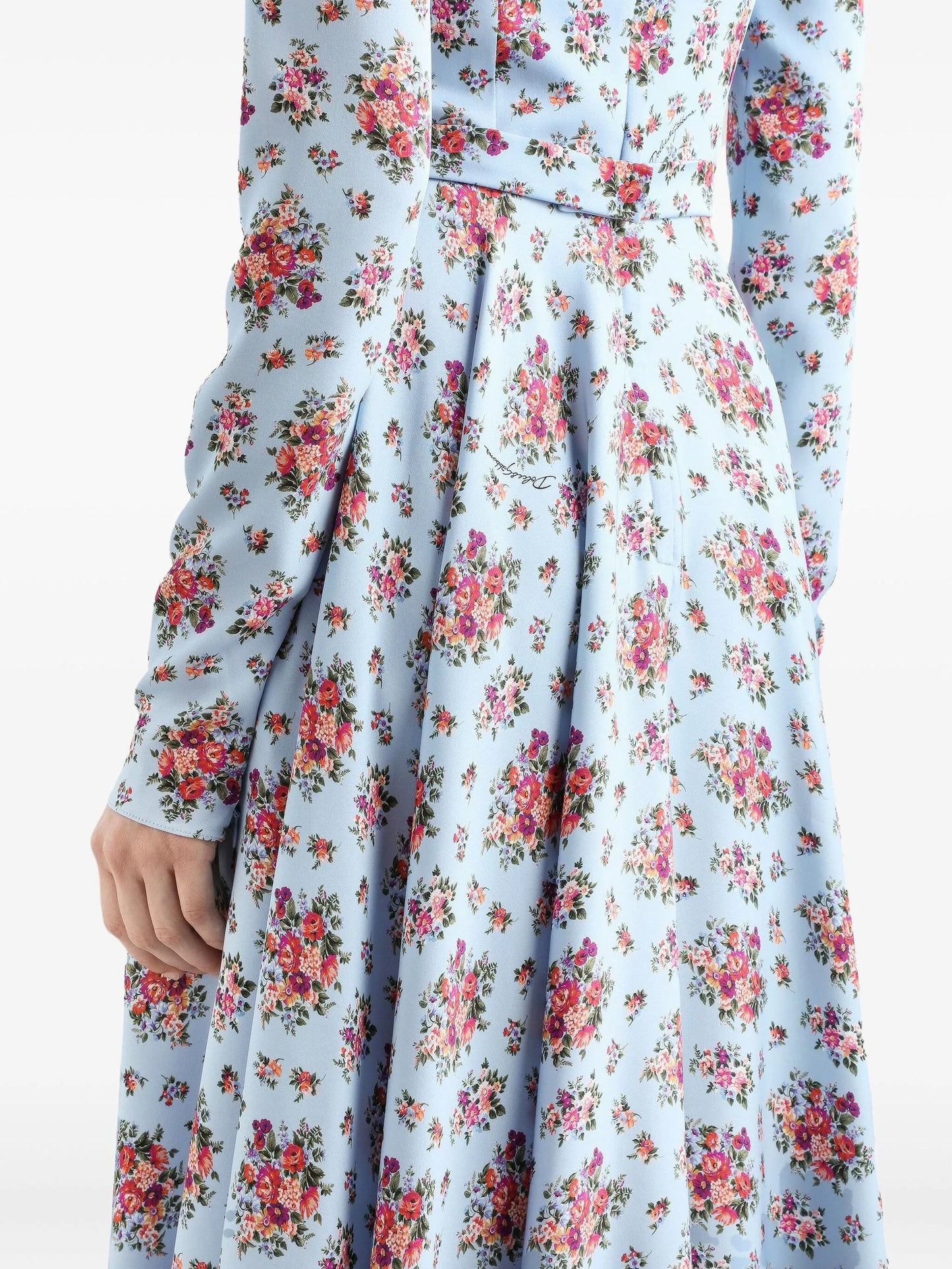 flower bouquets-print midi dress