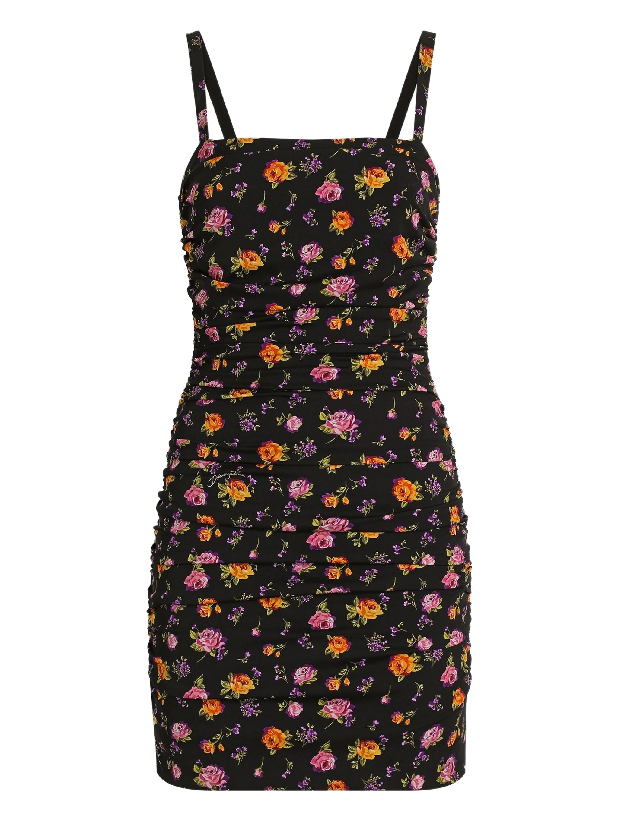 floral ruched mini dress