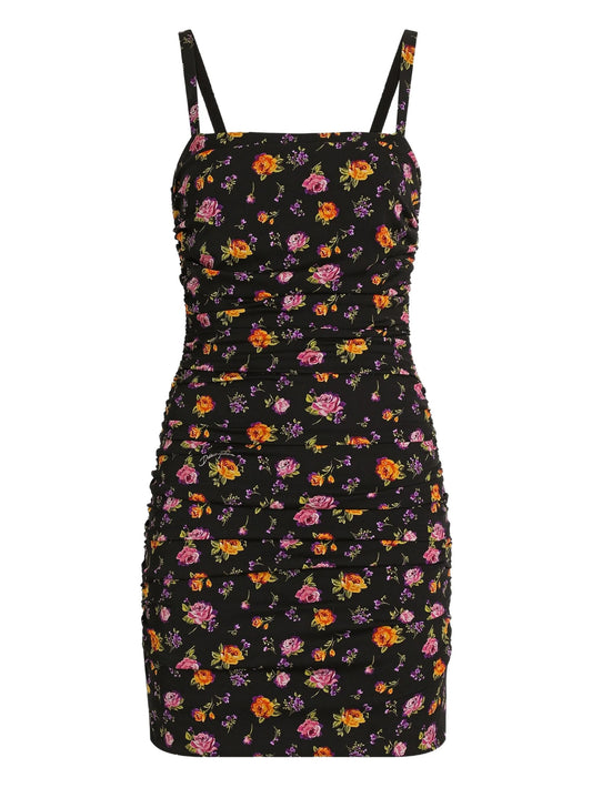 floral ruched mini dress