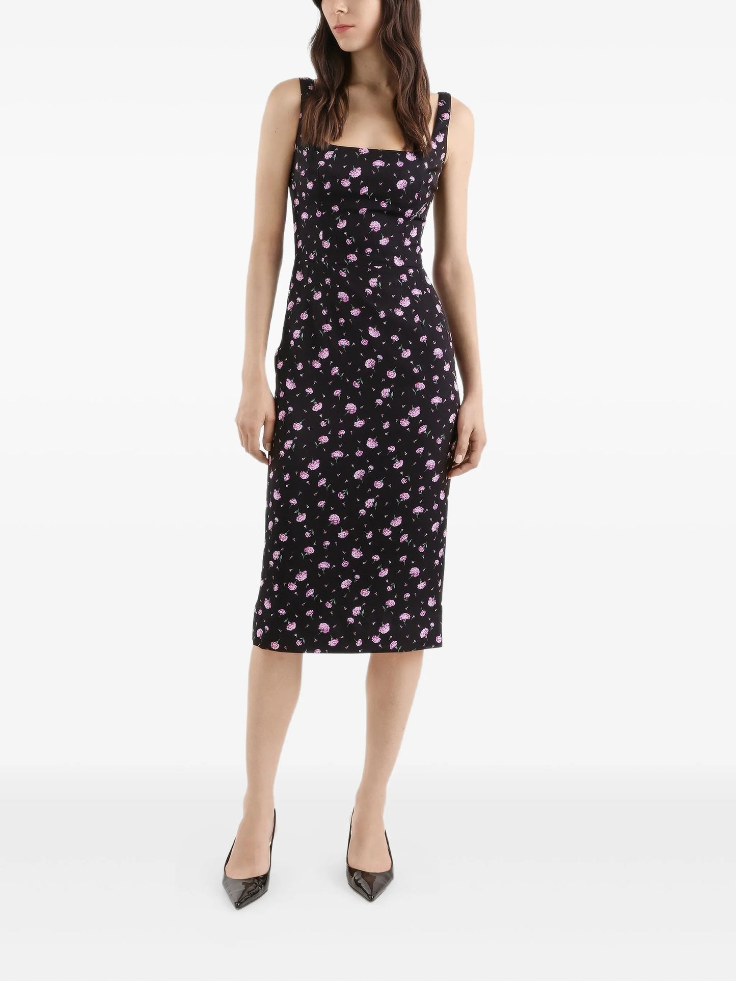 floral-print midi dress