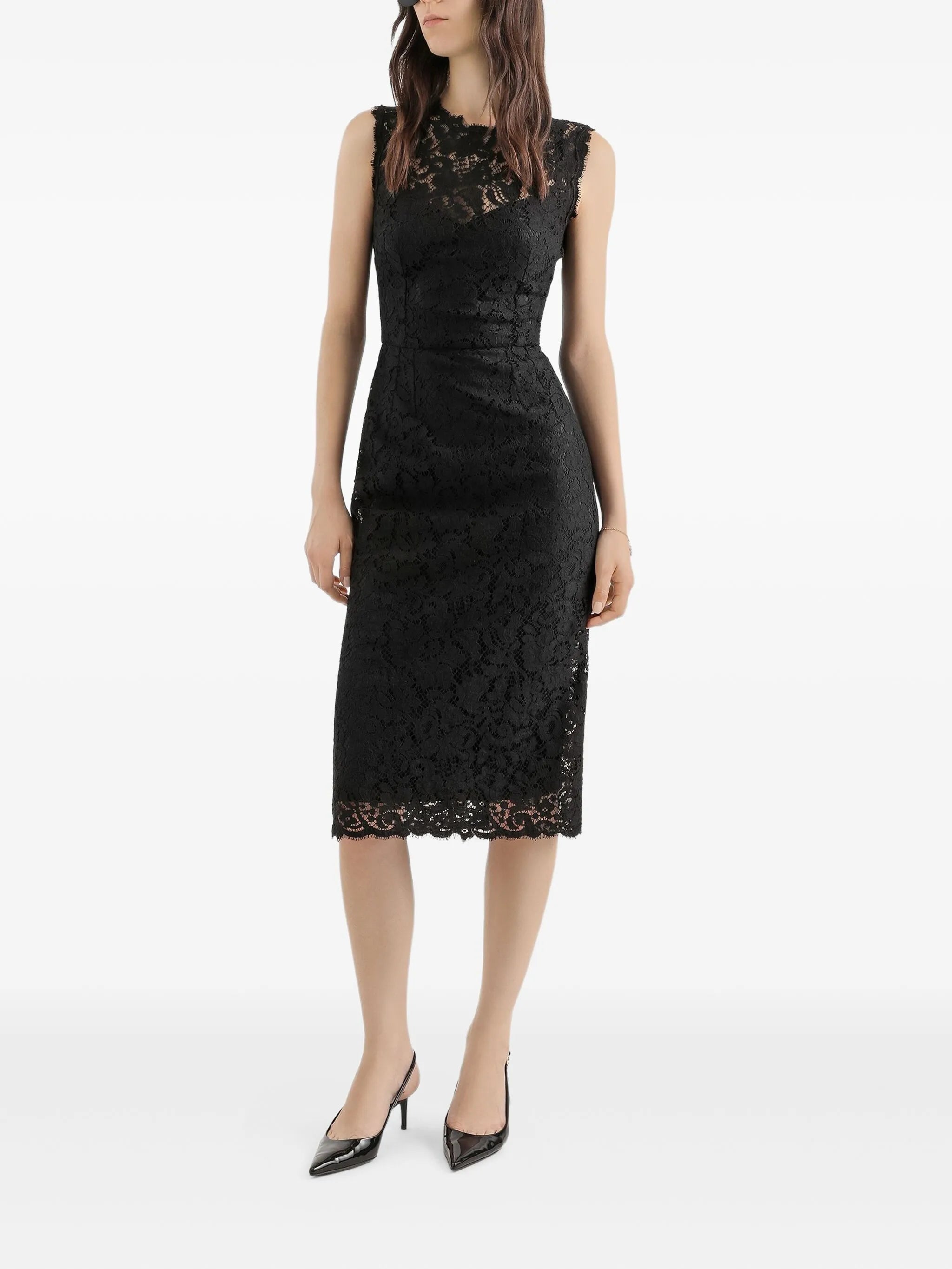 lace sleeveless midi dress