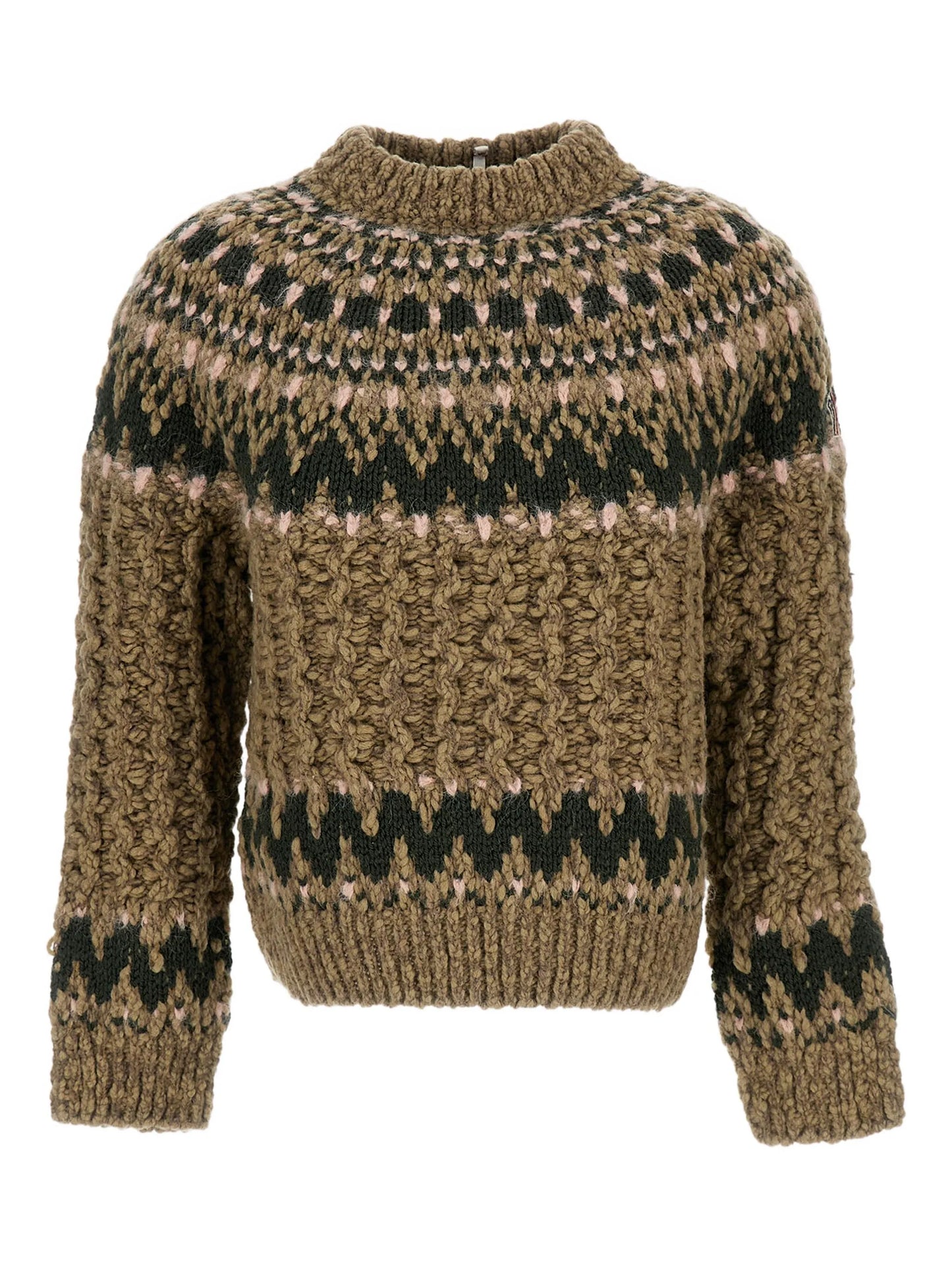 patterned mock-neck sweater