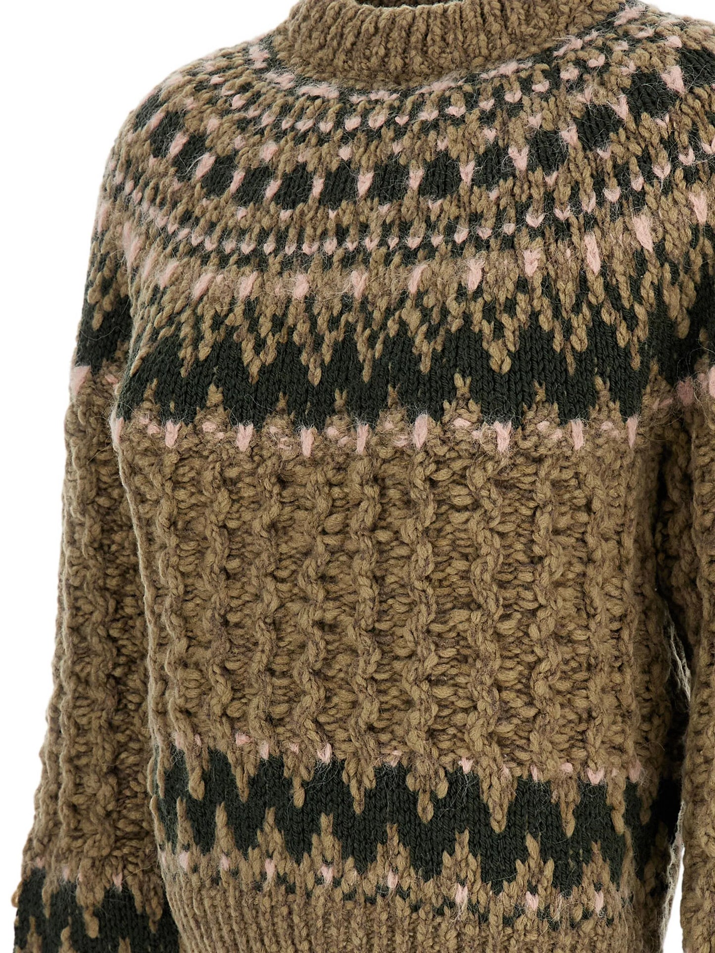 patterned mock-neck sweater