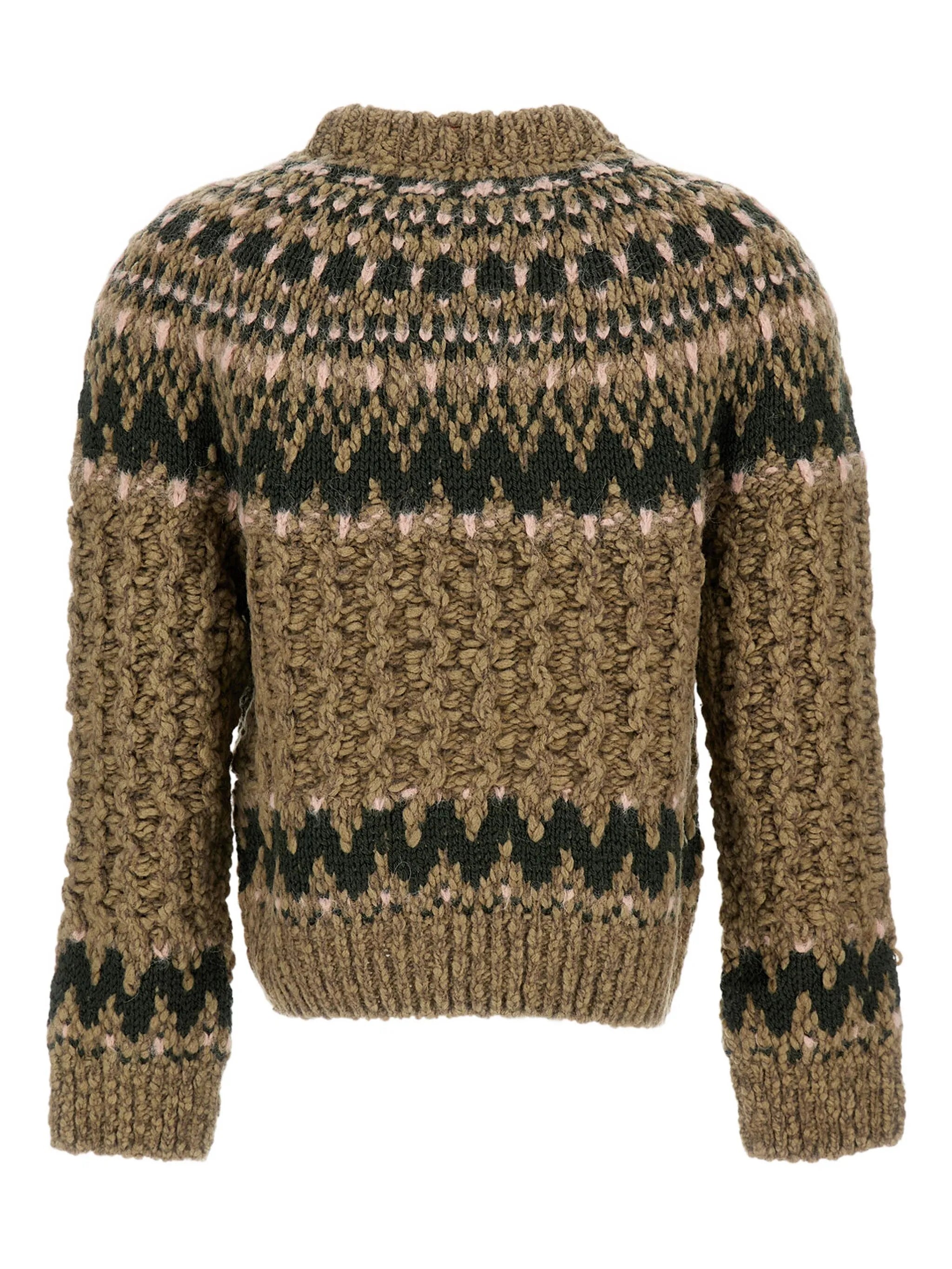 patterned mock-neck sweater