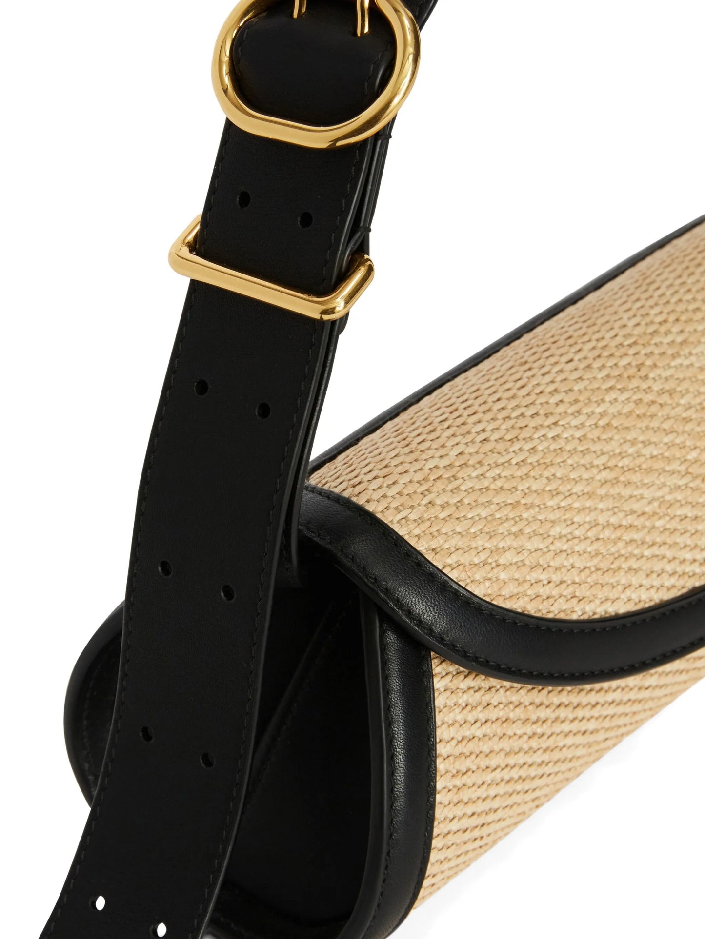 small Cannolo raffia leather trims handbag