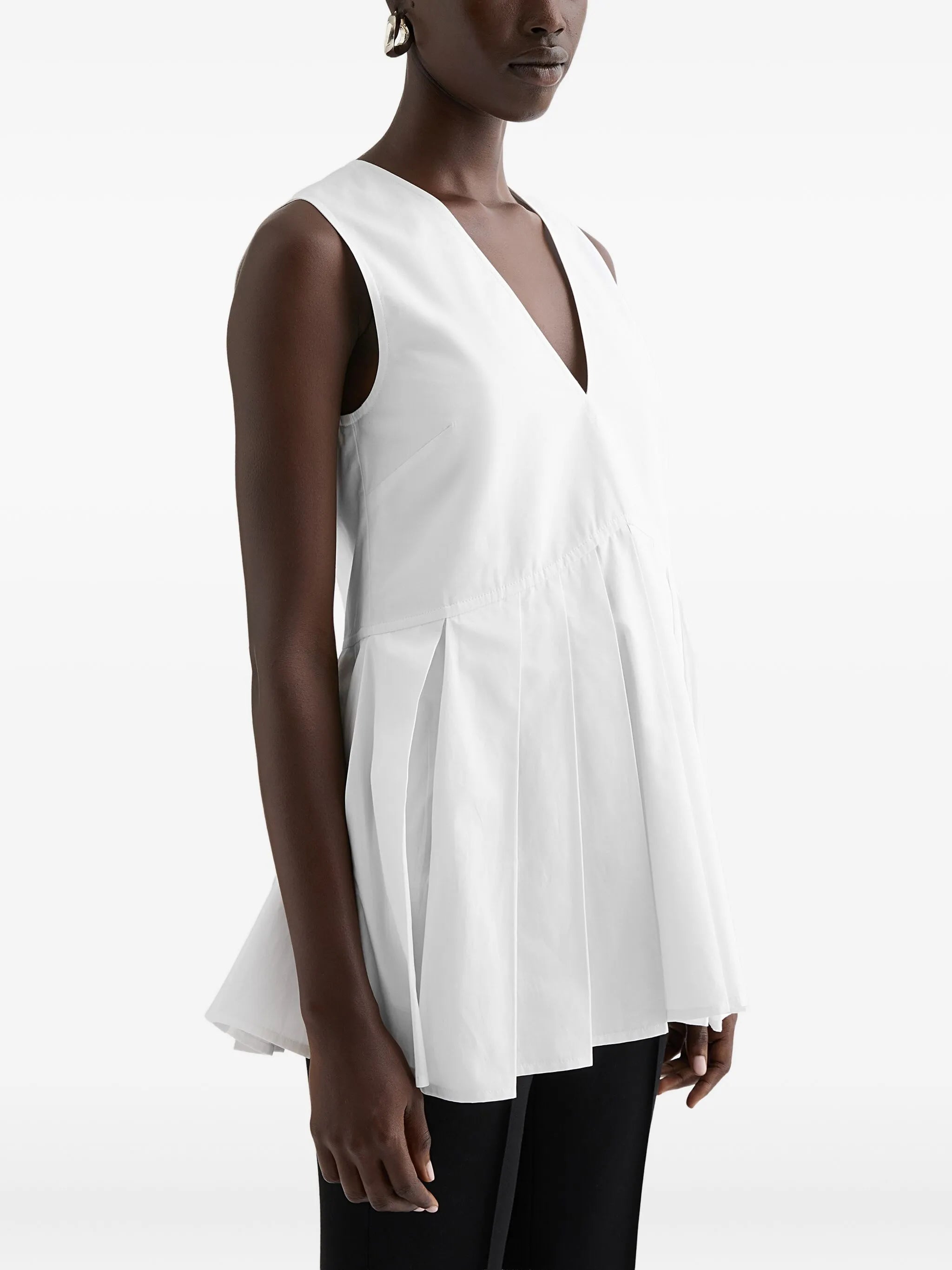 pleated cotton poplin top