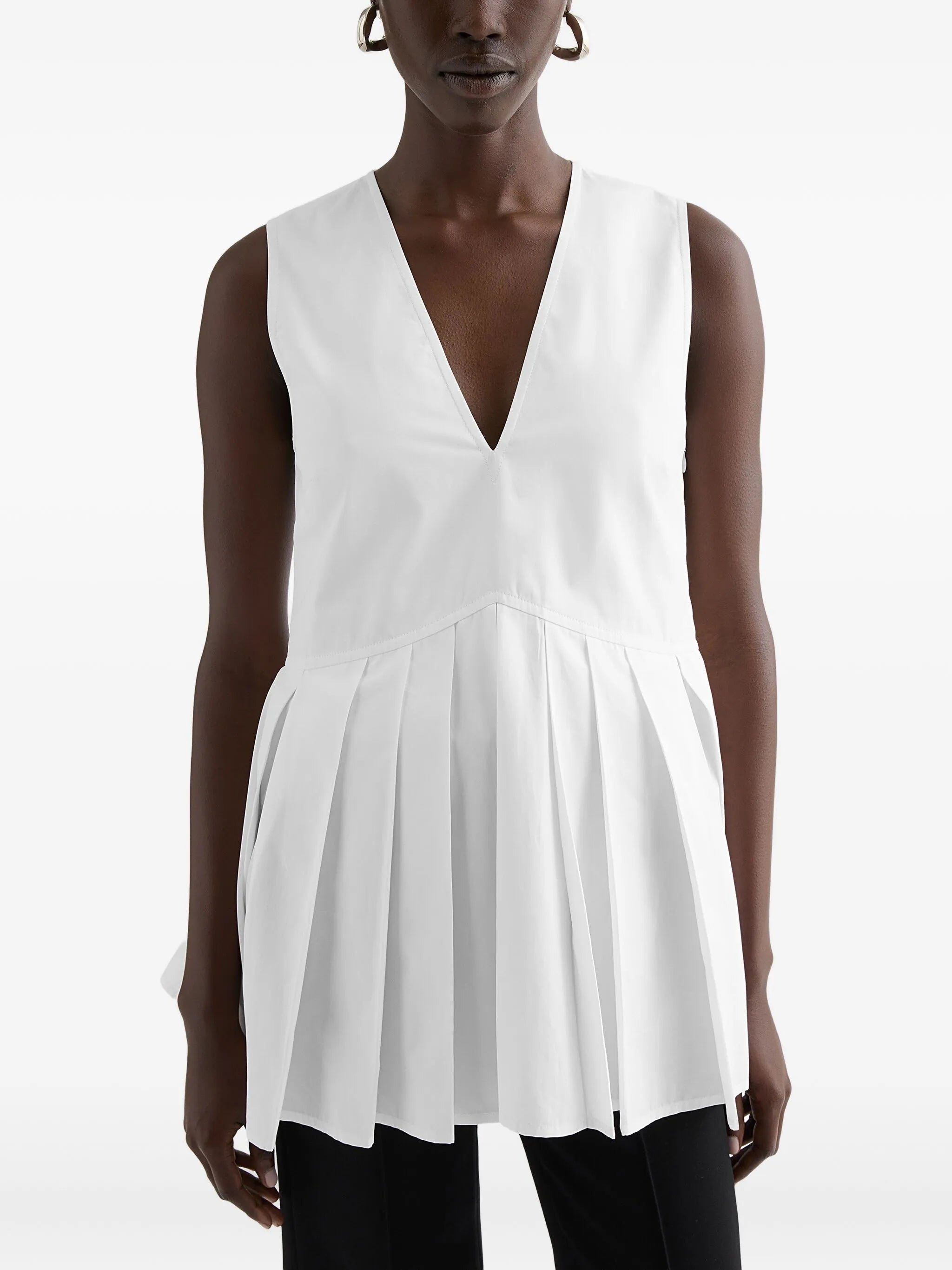 pleated cotton poplin top