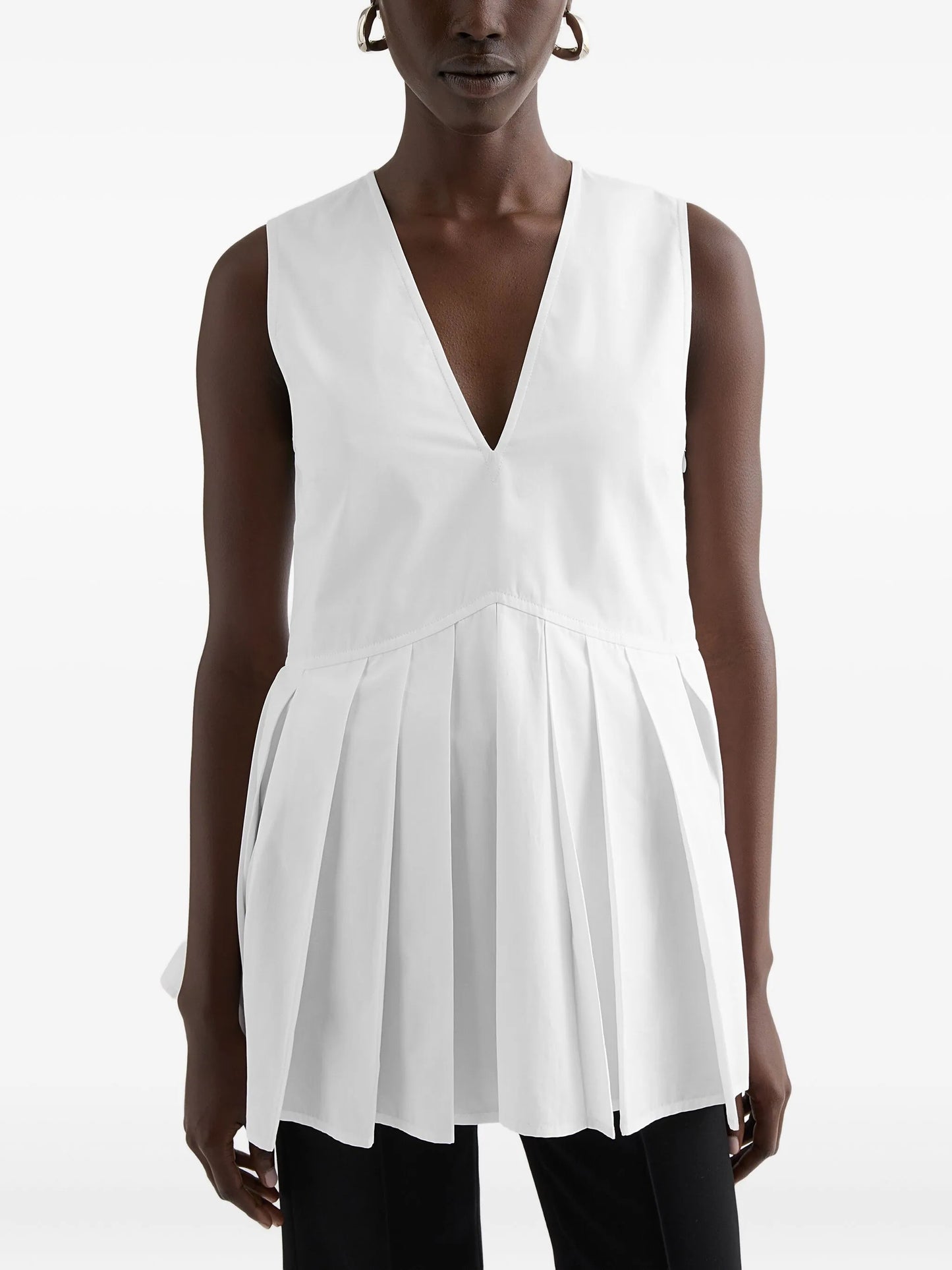 pleated cotton poplin top